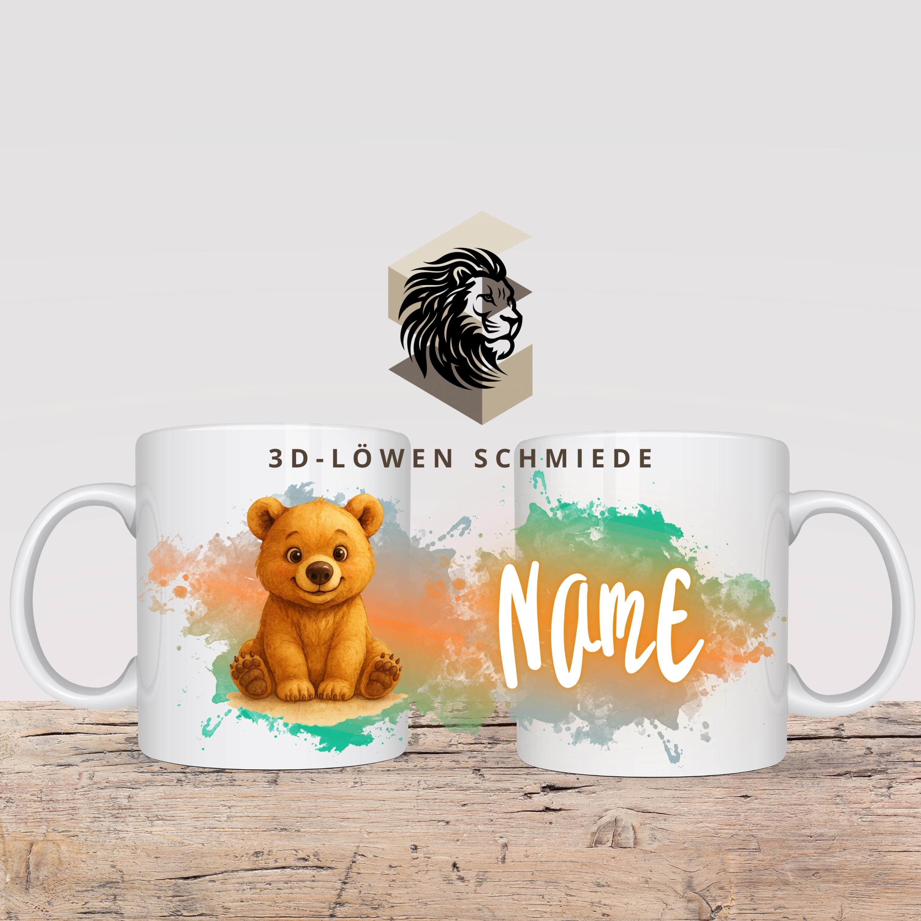 Personalisierte Tasse mit Namen Bär | Kaffeetasse Sublimation | Geschenkidee für Jungs & mädchen | Custom Mug Coffee Cup