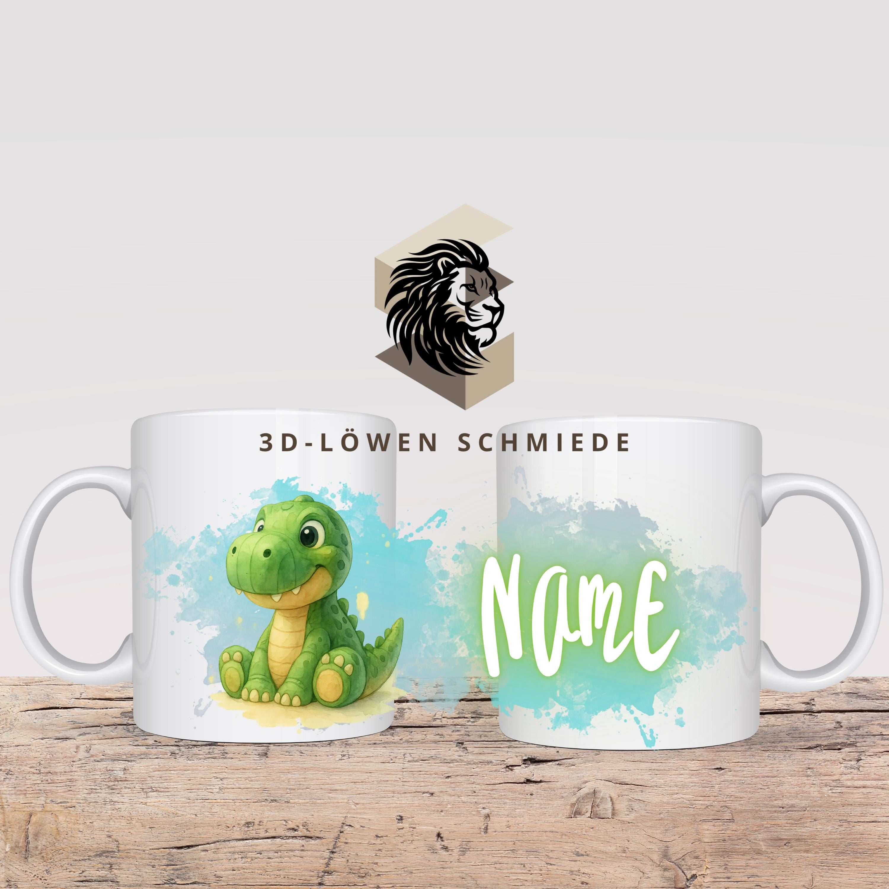Personalisierte Tasse mit Namen Dino | Kaffeetasse Sublimation | Geschenkidee für Jungs & mädchen | Custom Mug Coffee Cup