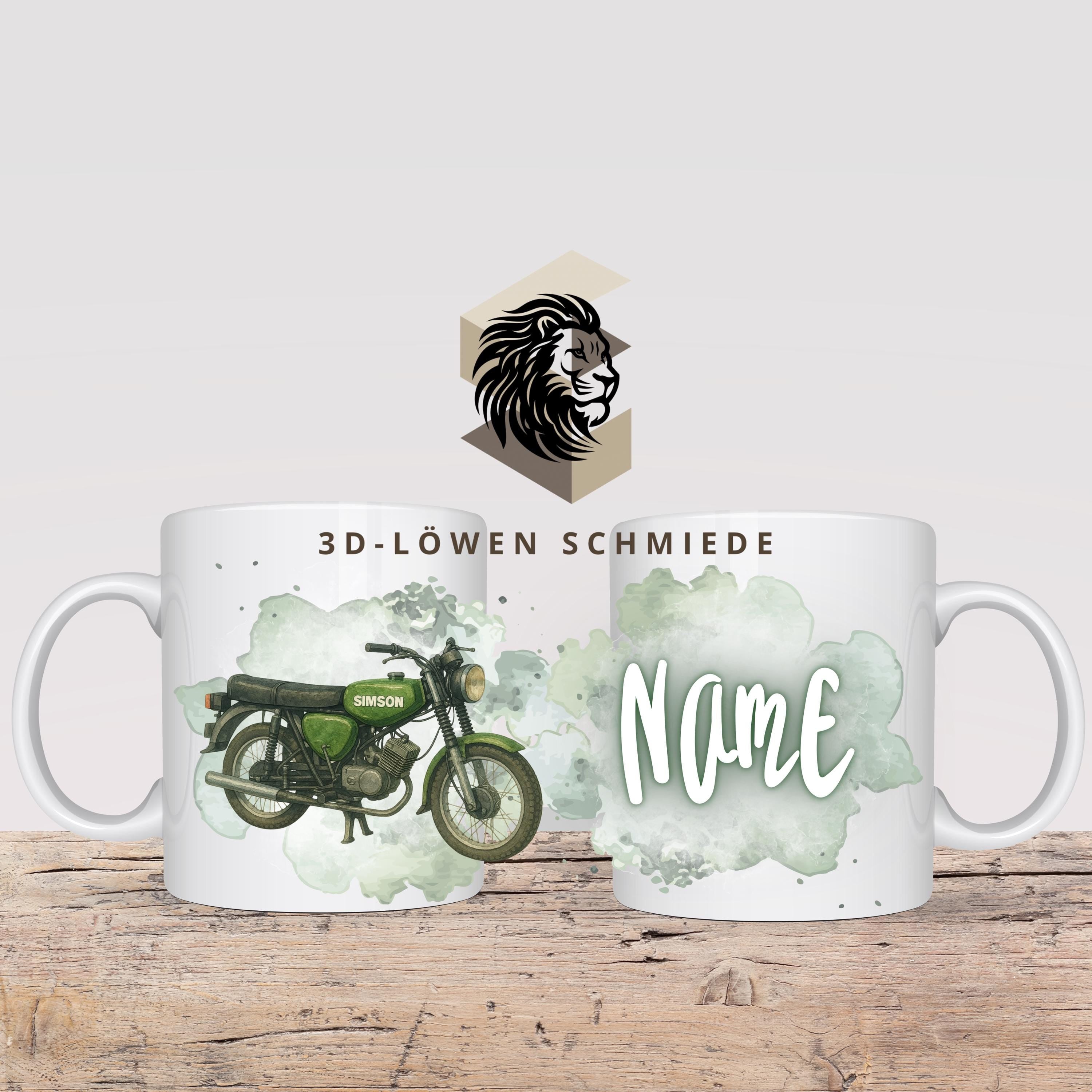 Personalisierte Tasse DDR Moped Tasse mit Name Geschenkidee für Geburtstag, Weihnachten, Kollegen und Familie