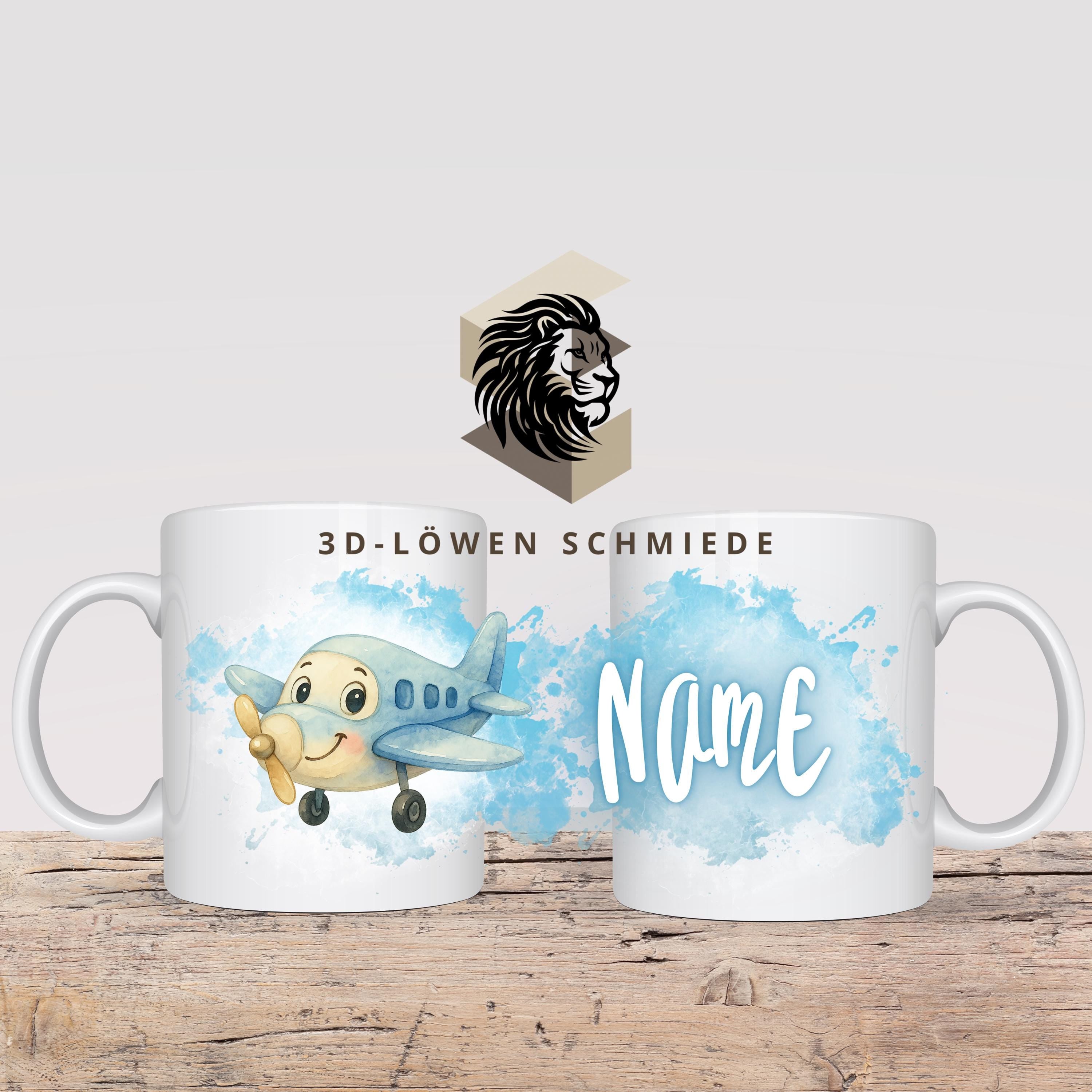 Personalisierte Tasse „Flugzeug“ mit Name Geschenkidee für Geburtstag, Weihnachten, Kollegen und Familie