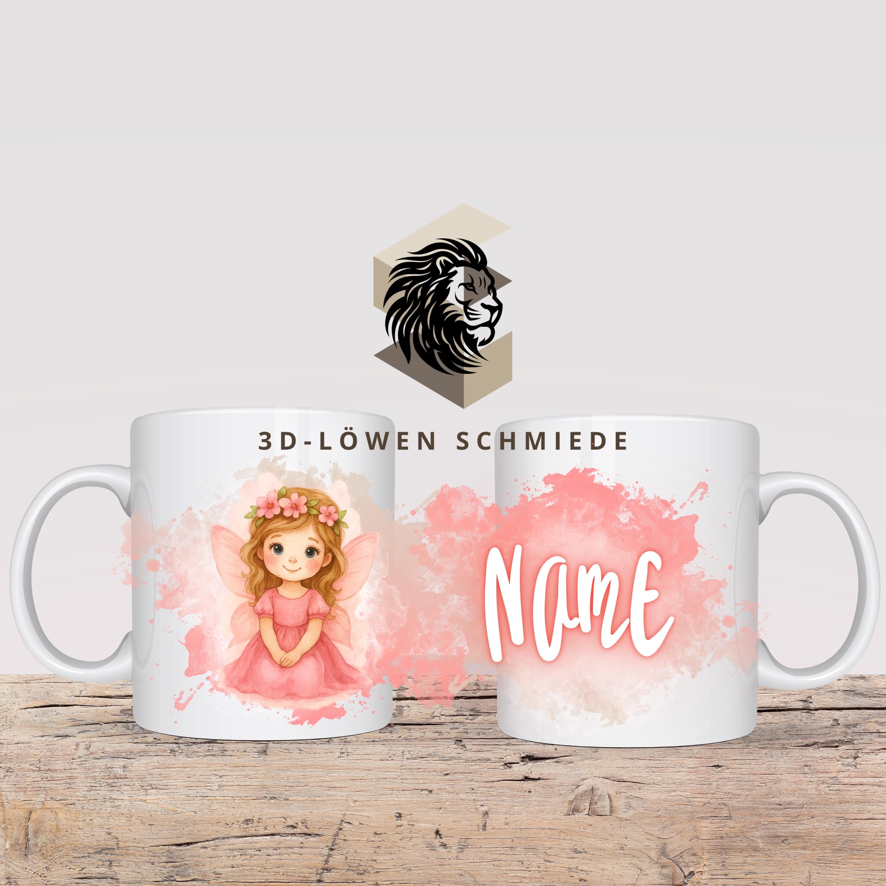 Personalisierte Tasse „Blumen Fee“ mit Name Geschenkidee für Geburtstag, Weihnachten, Kollegen und Familie