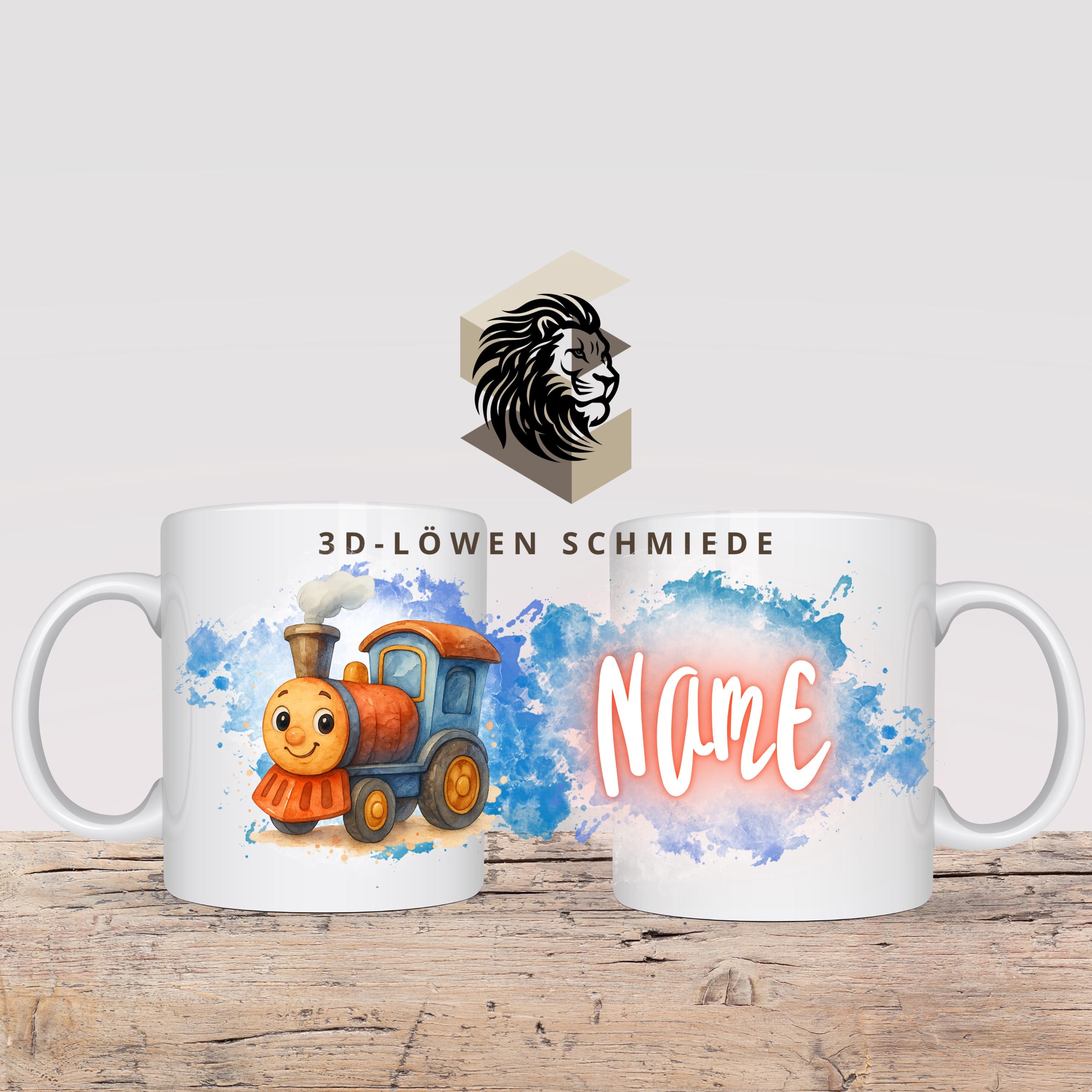 Personalisierte Tasse „Lokomotive“ mit Name  Geschenkidee für Geburtstag, Weihnachten, Kollegen und Familie
