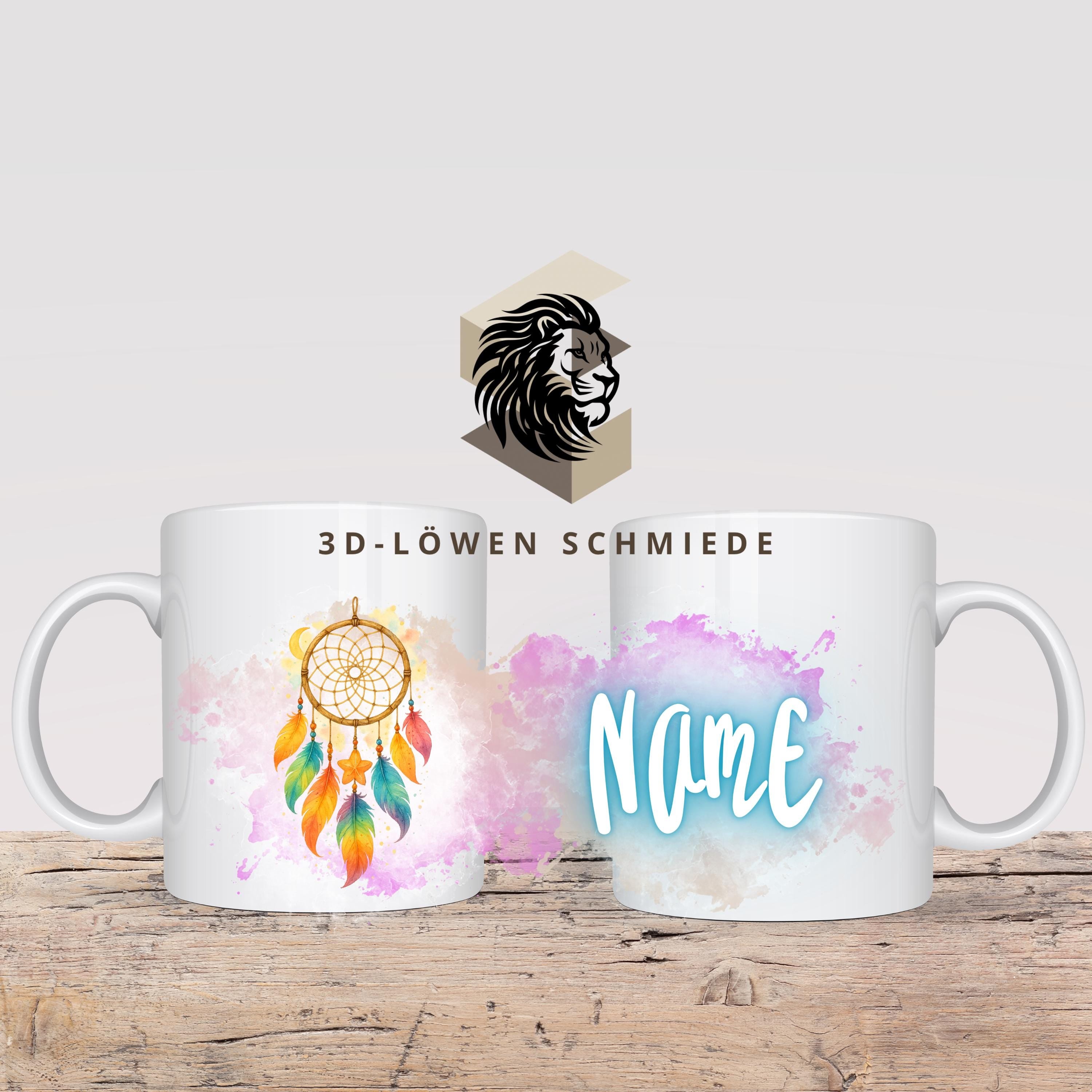Personalisierte Tasse „Traumfänger“ mit Name  Geschenkidee für Geburtstag, Weihnachten, Kollegen und Familie