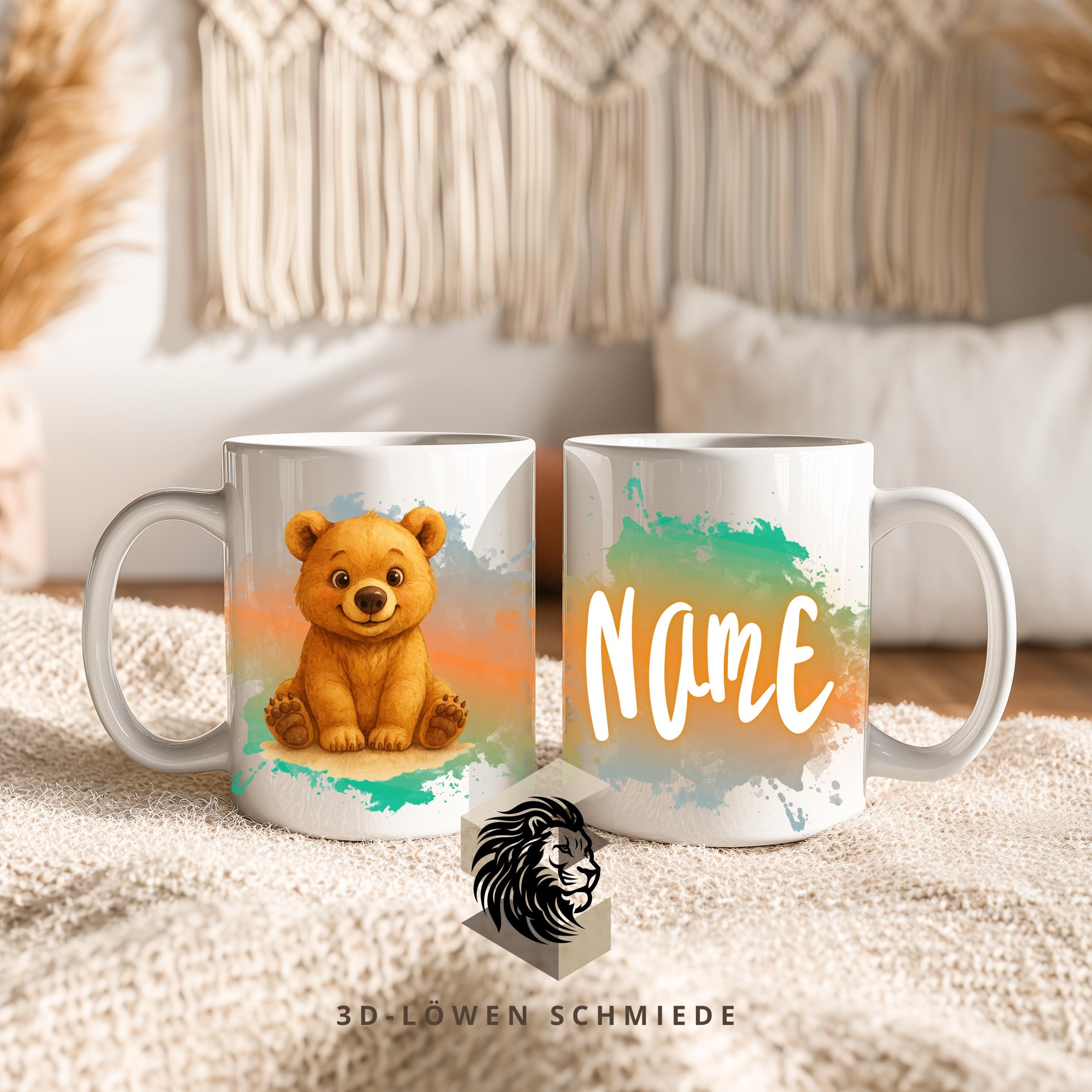 Personalisierte Tasse mit Namen Bär | Kaffeetasse Sublimation | Geschenkidee für Jungs & mädchen | Custom Mug Coffee Cup