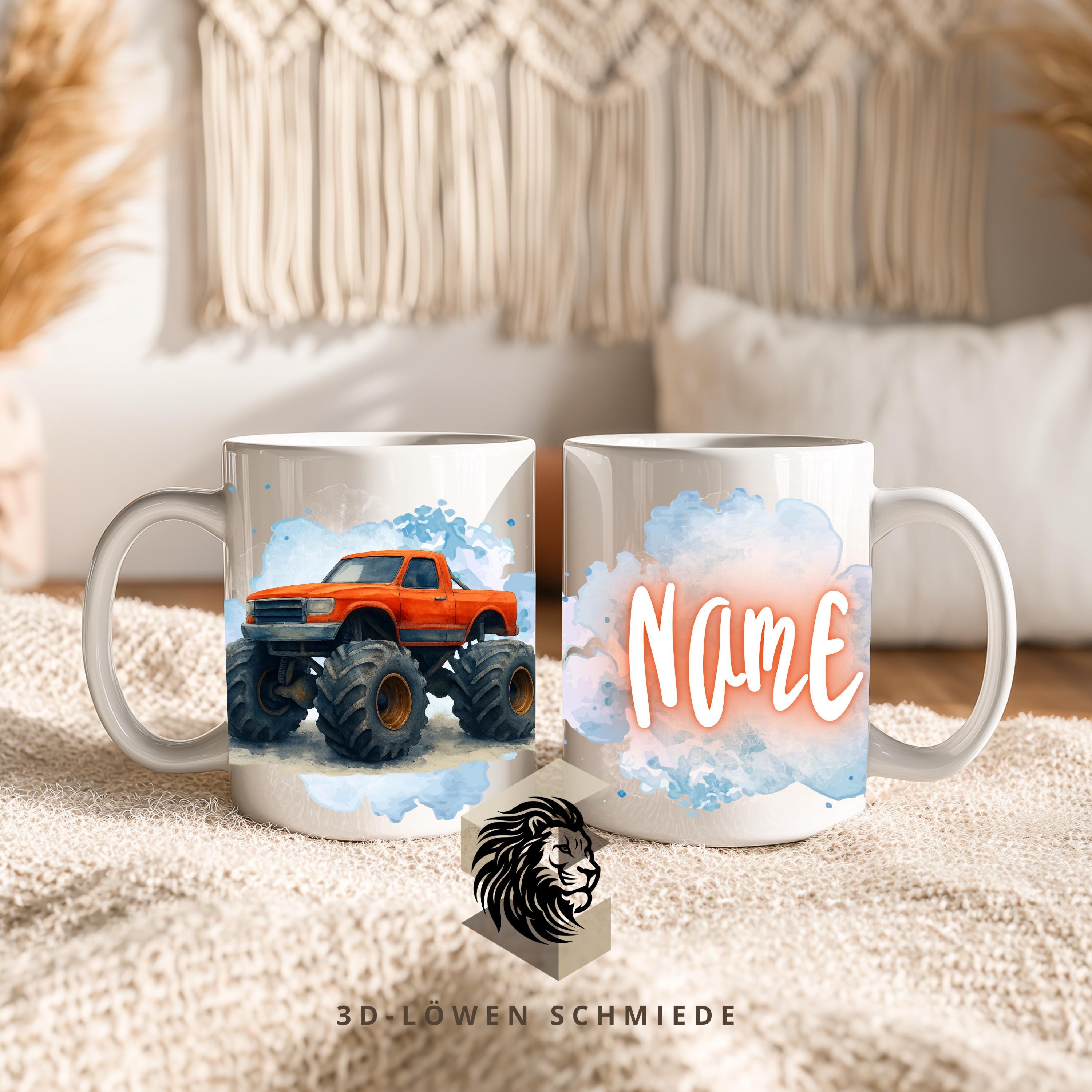Personalisierte Tasse „Monstertruck“ mit Name Geschenkidee für Geburtstag, Weihnachten, Kollegen und Familie