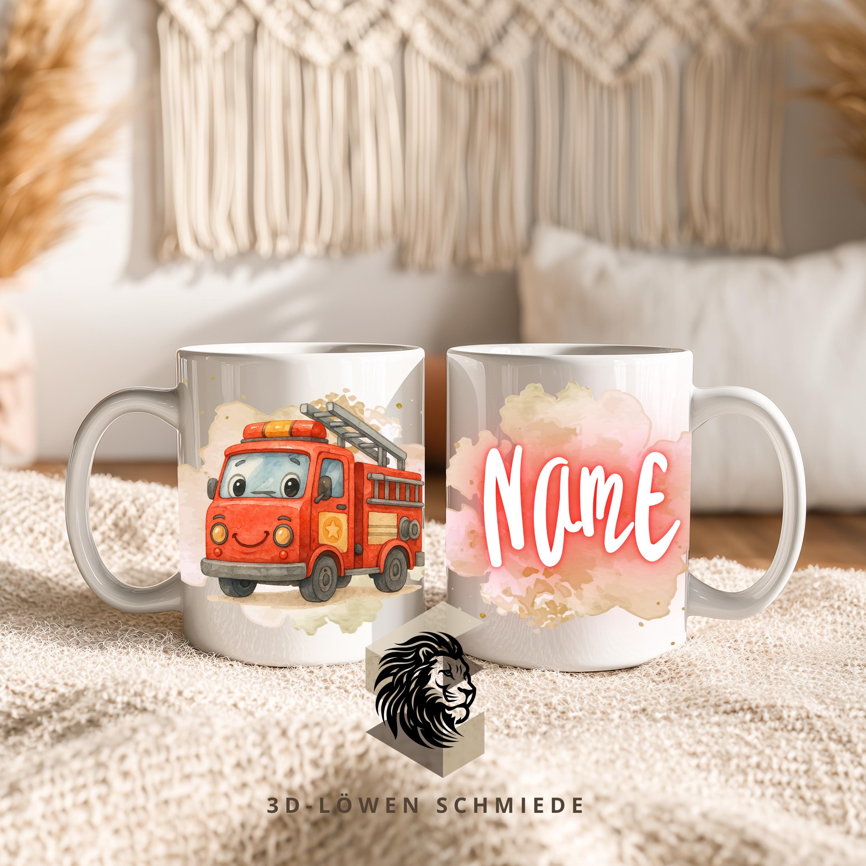 Tasse Personalisierte „Feuerwehr“ mit Name  Geschenkidee für Geburtstag, Weihnachten, Kollegen und Familie
