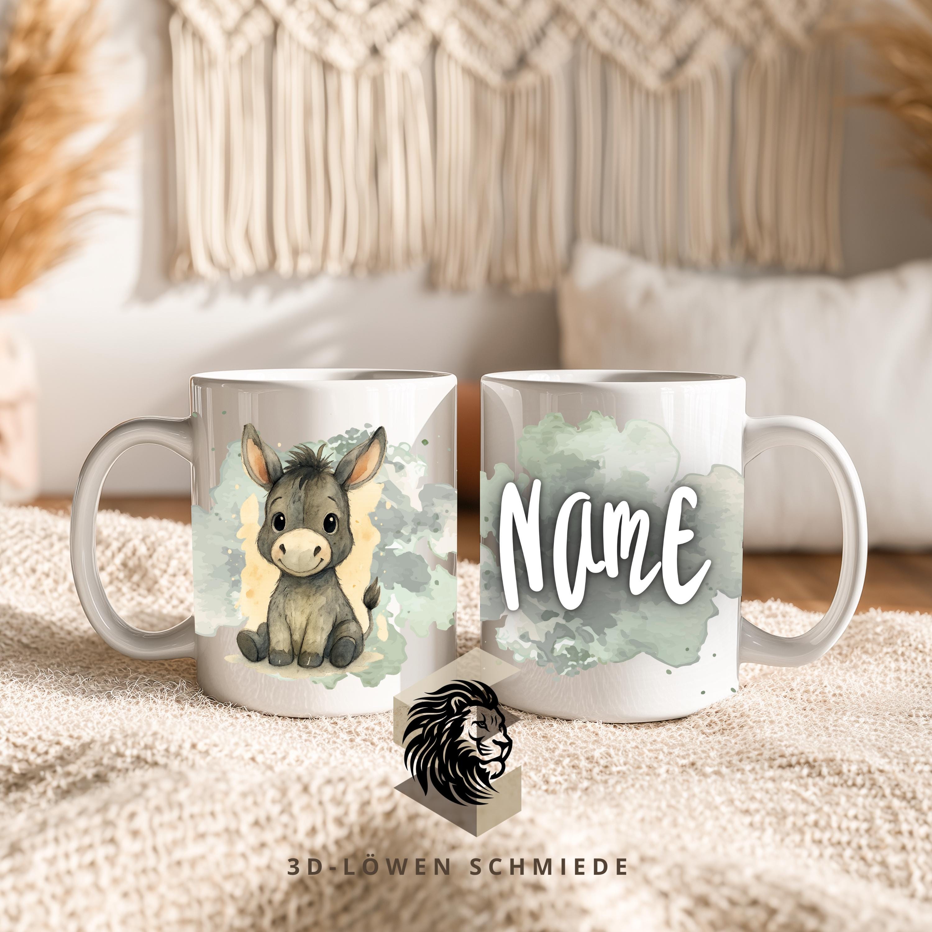 Personalisierte Tasse „Esel“ mit Name  Geschenkidee für Geburtstag, Weihnachten, Kollegen und Familie