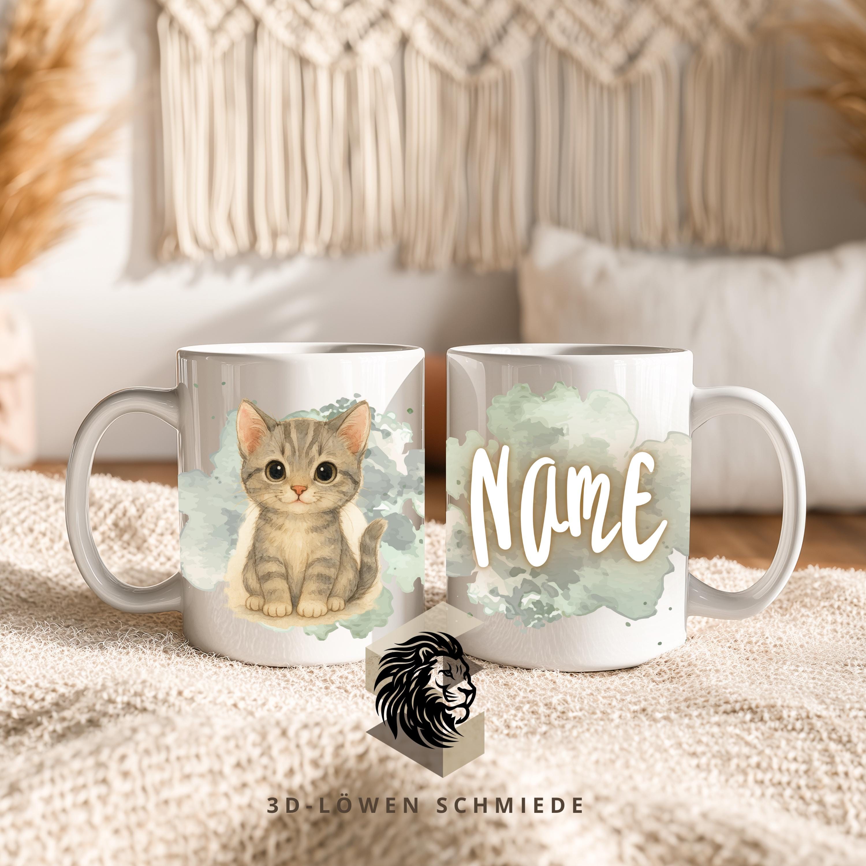 Personalisierte Tasse „Katze“ mit Name  Geschenkidee für Geburtstag, Weihnachten, Kollegen und Familie