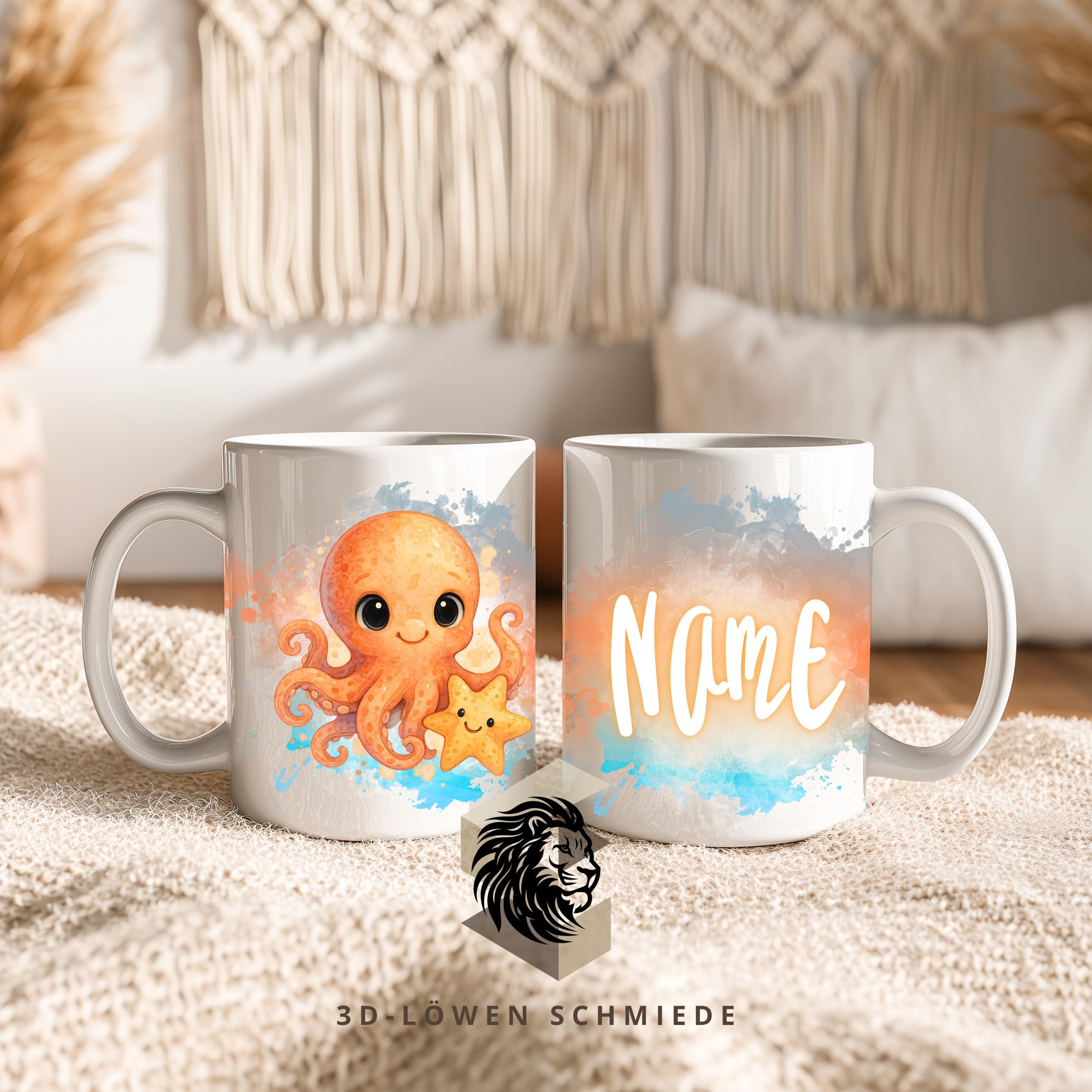 Personalisierte Tasse „Octopus“ mit Name Geschenkidee für Geburtstag, Weihnachten, Kollegen und Familie