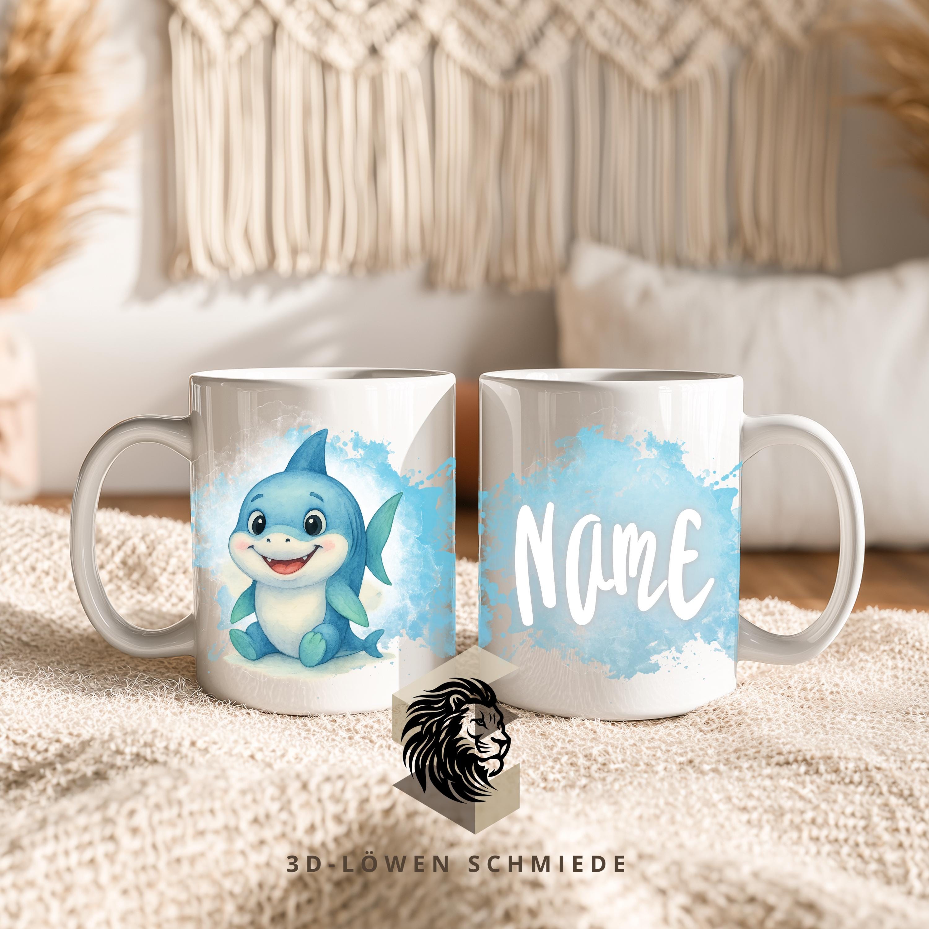 Personalisierte Tasse „Hai“ mit Name  Geschenkidee für Geburtstag, Weihnachten, Kollegen und Familie