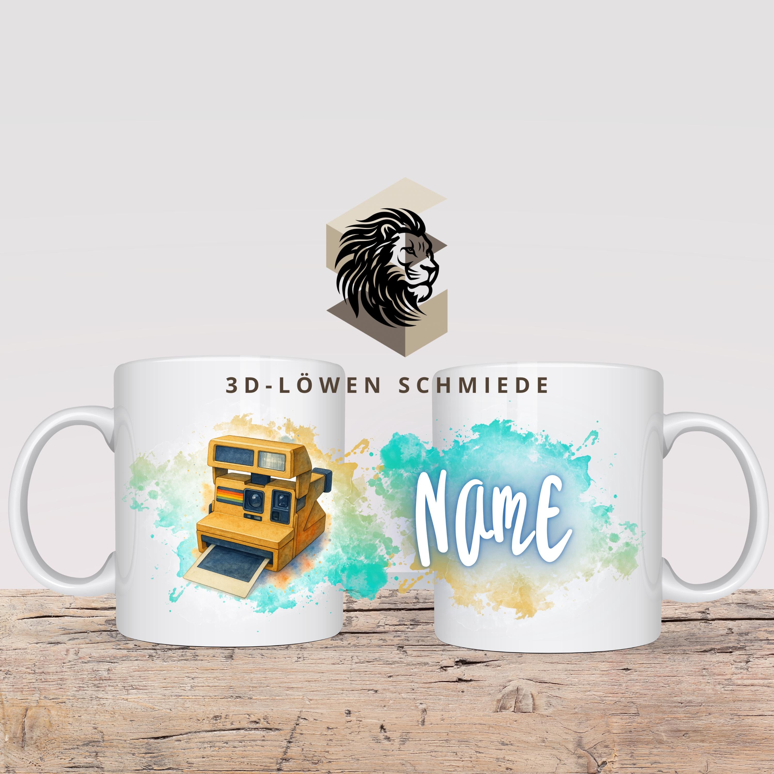 Tasse Personalisierte „Retro Kamara“ mit Name  Geschenkidee für Geburtstag, Weihnachten, Kollegen und Familie