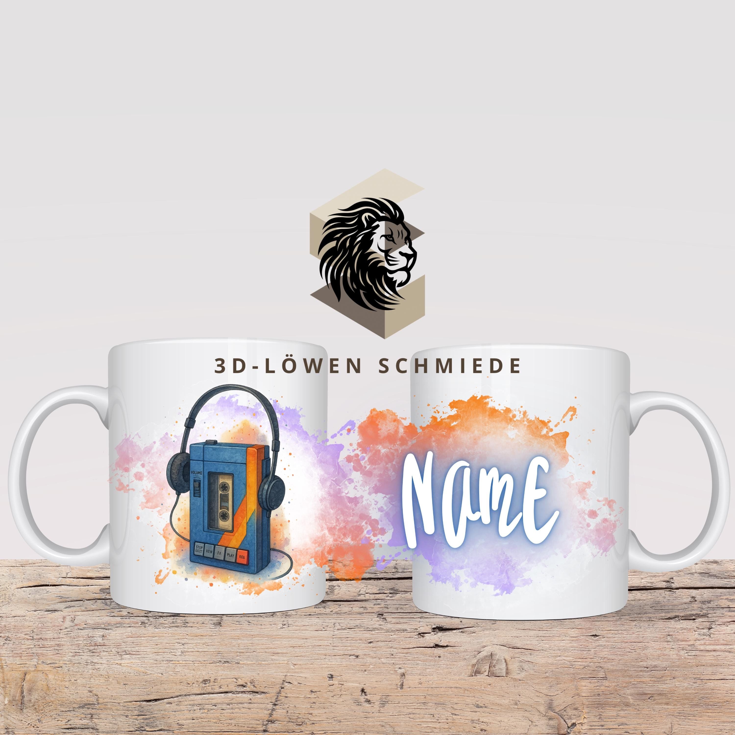 Tasse Personalisierte „Retro Walkman“ mit Name  Geschenkidee für Geburtstag, Weihnachten, Kollegen und Familie