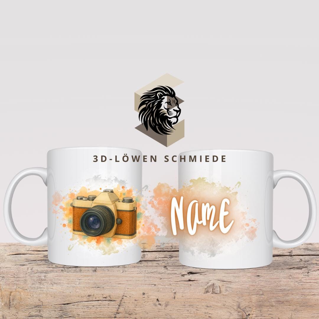 Tasse Personalisierte „Retro Kamara“ mit Name  Geschenkidee für Geburtstag, Weihnachten, Kollegen und Familie