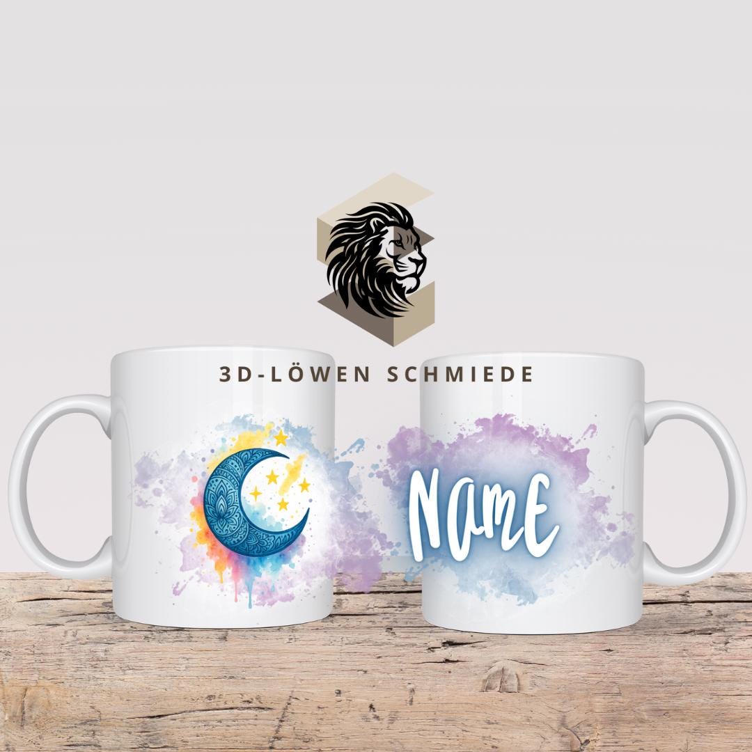 Tasse Personalisierte Spirituell Mond und Sterne mit Name  Geschenkidee für Geburtstag, Weihnachten, Kollegen und Familie