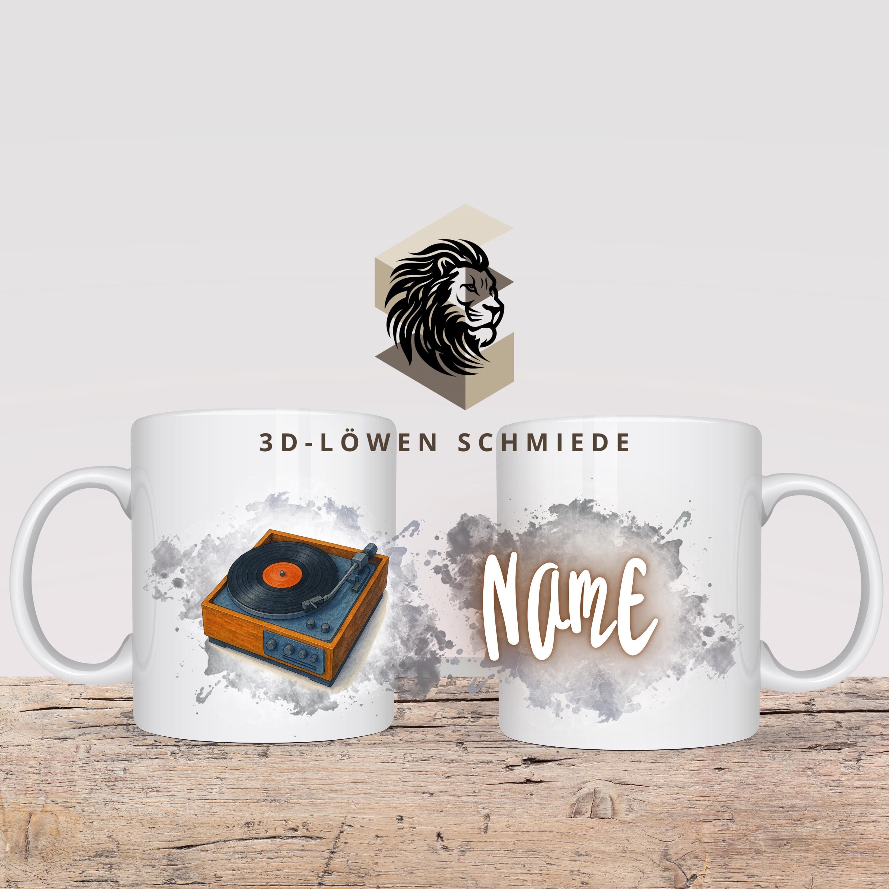 Tasse Personalisierte Retro Plattenspieler mit Name  Geschenkidee für Geburtstag, Weihnachten, Kollegen und Familie