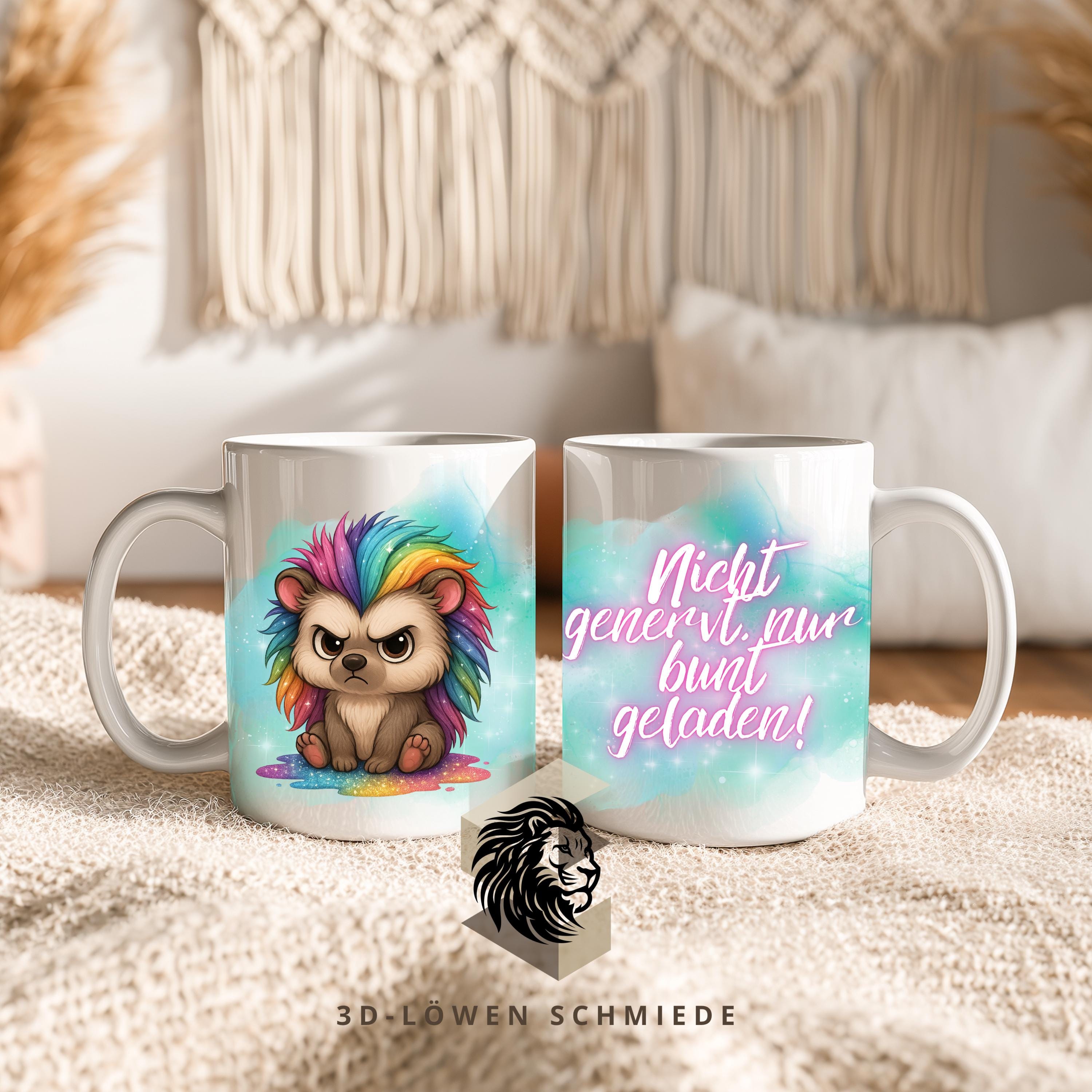 Lustige Tier Tasse mit Spruch bunte Regenbogen Tiere, Glitzer & Grumpy Designs ein witziges Geschenk für Tierliebhaber und Kaffee-Fans