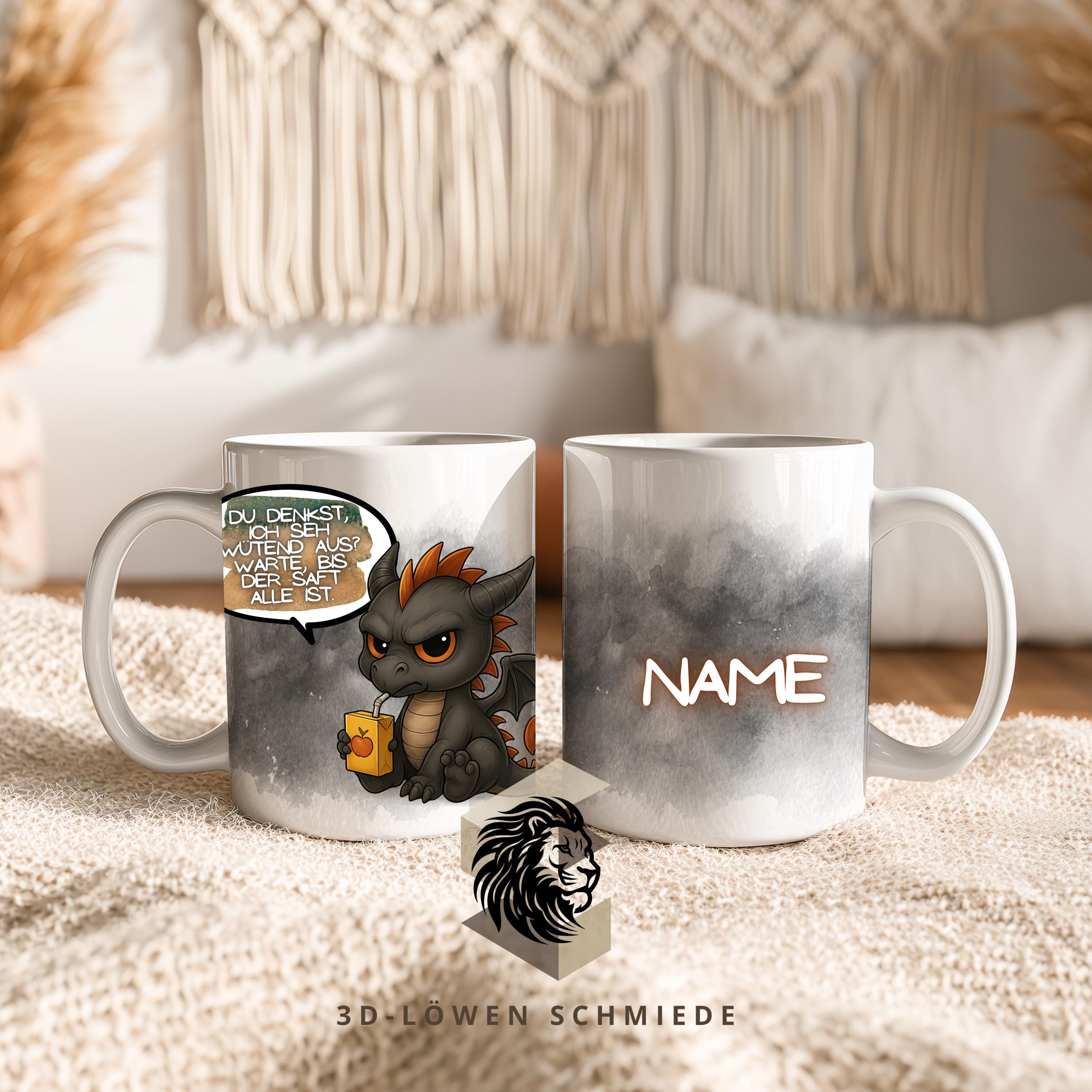 Personalisierte Tasse Drache – lustige Spruchtasse mit Name – Geschenk für Drachenfans, Kollegen & Kinder – Kaffee Tasse Keramik
