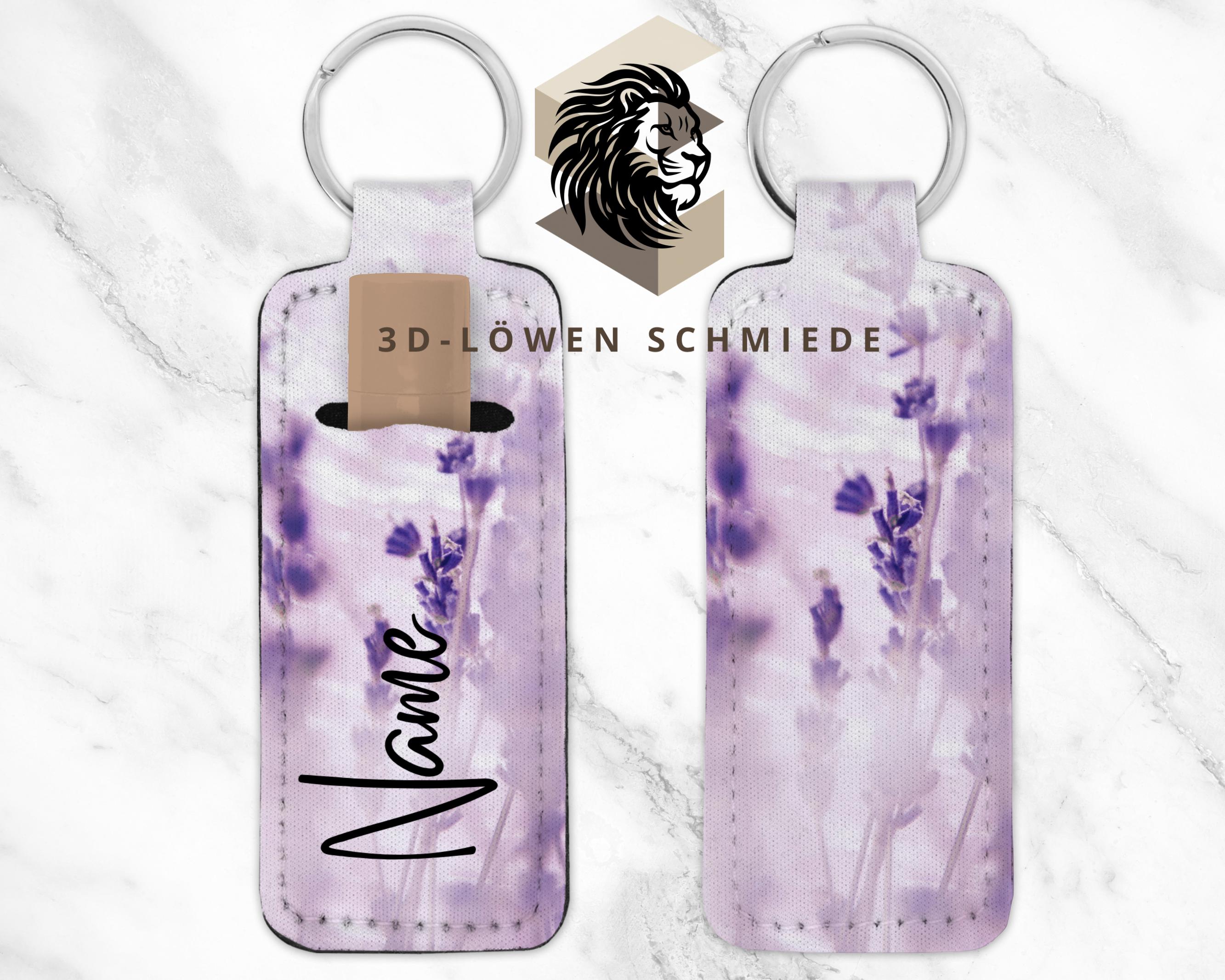 Schlüsselanhänger für Roll-Ons & Lippenbalsam  Lavendel-Design personalisiert mit Name oder neutral
