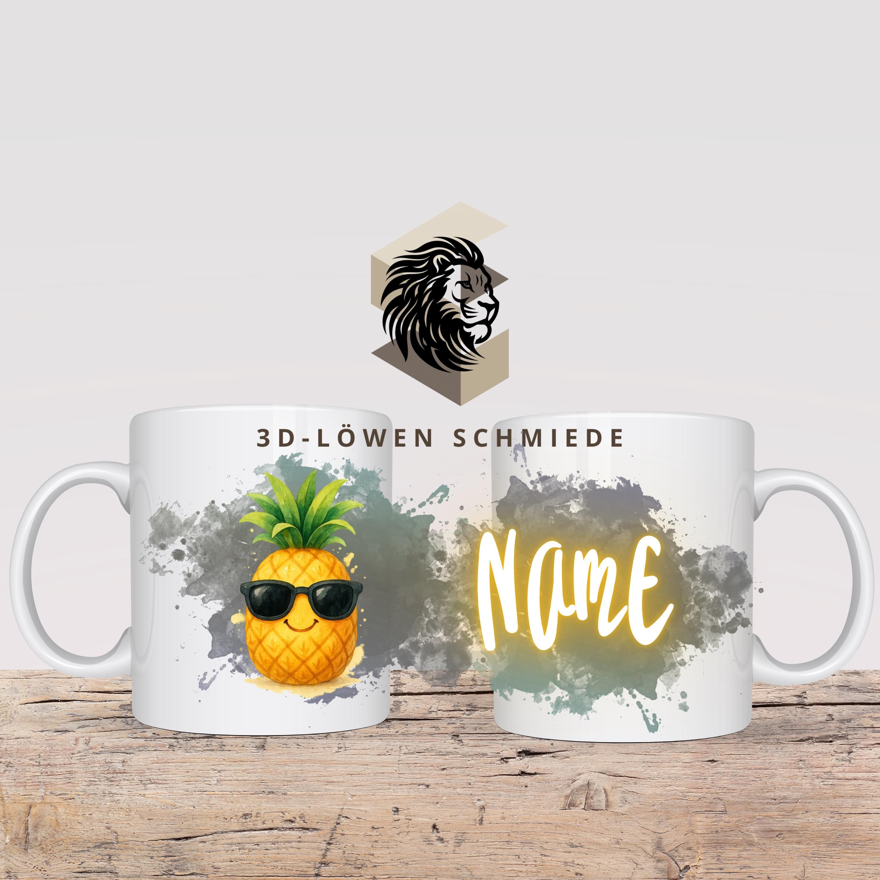 Personalisierte Tasse "Ananas" mit Name  Geschenkidee für Geburtstag, Weihnachten, Kollegen und Familie