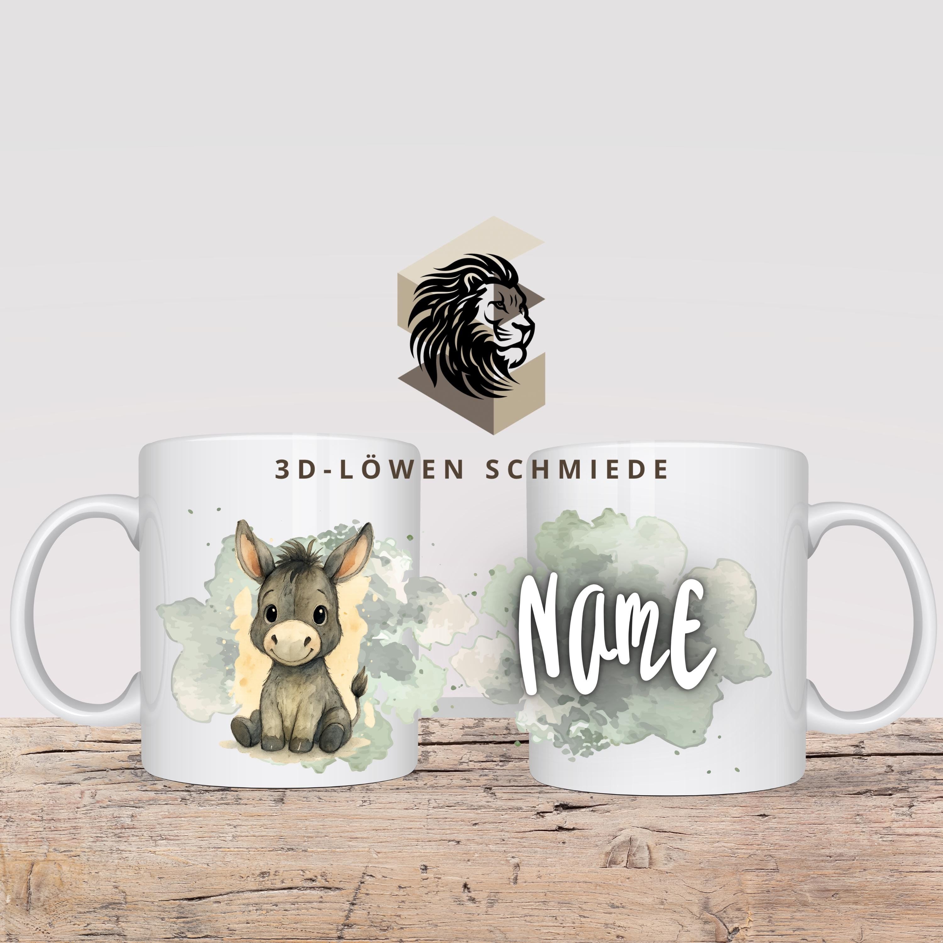 Personalisierte Tasse „Esel“ mit Name  Geschenkidee für Geburtstag, Weihnachten, Kollegen und Familie