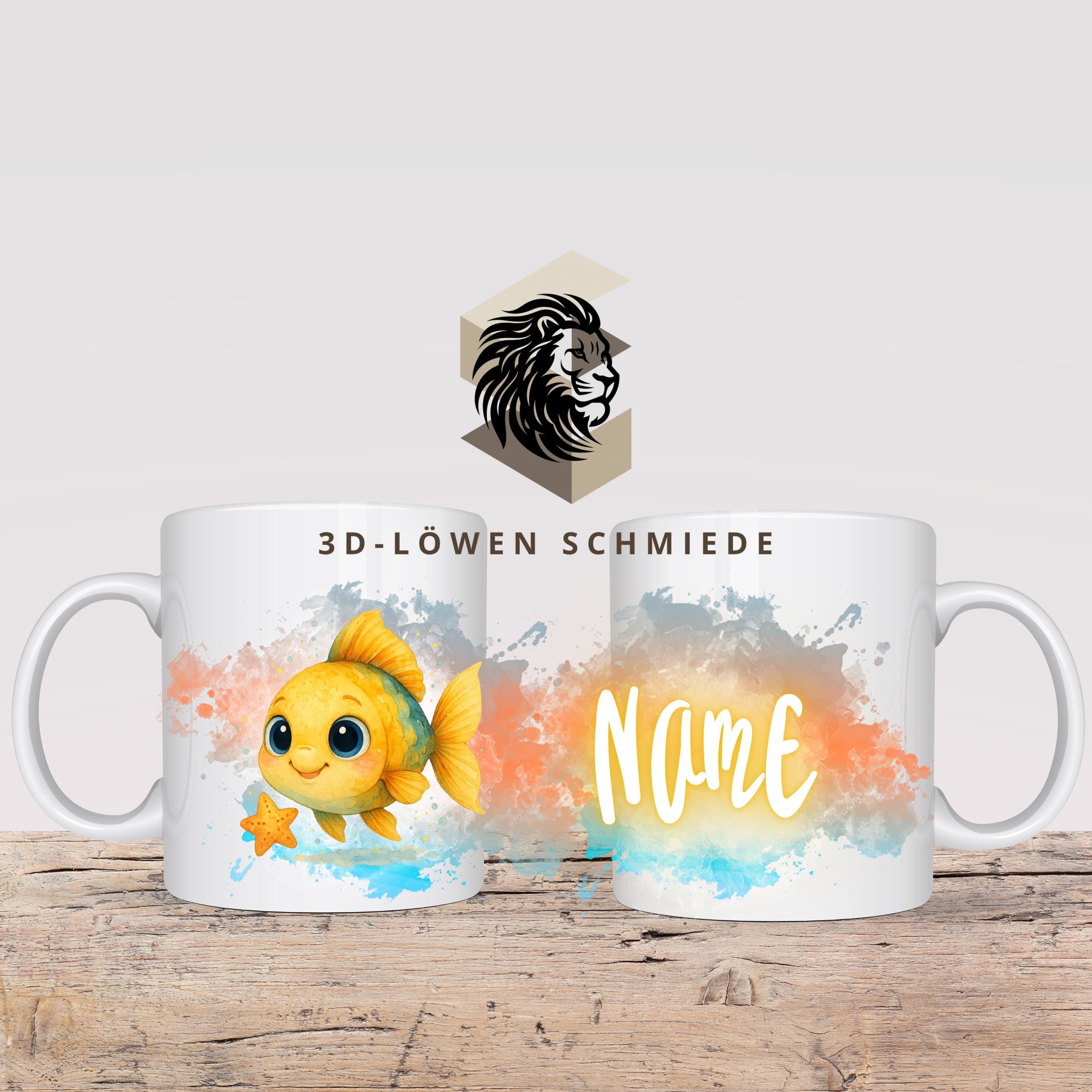 Personalisierte Tasse „Goldfisch“ mit Name  Geschenkidee für Geburtstag, Weihnachten, Kollegen und Familie