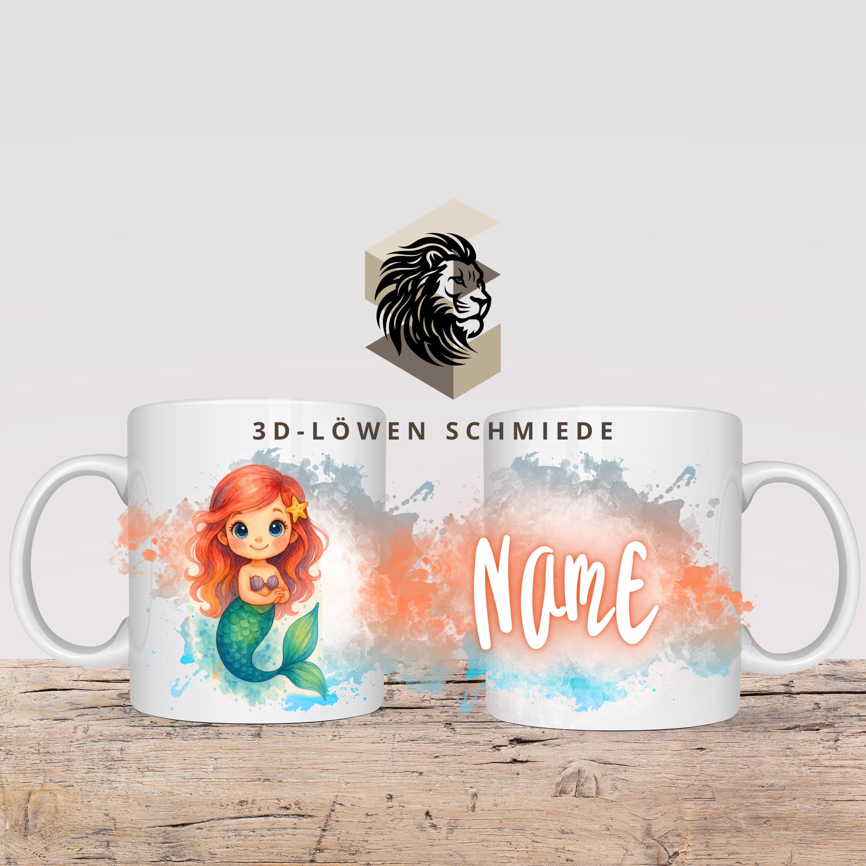Personalisierte Tasse „Meerjungfrau“ mit Name  Geschenkidee für Geburtstag, Weihnachten, Kollegen und Familie