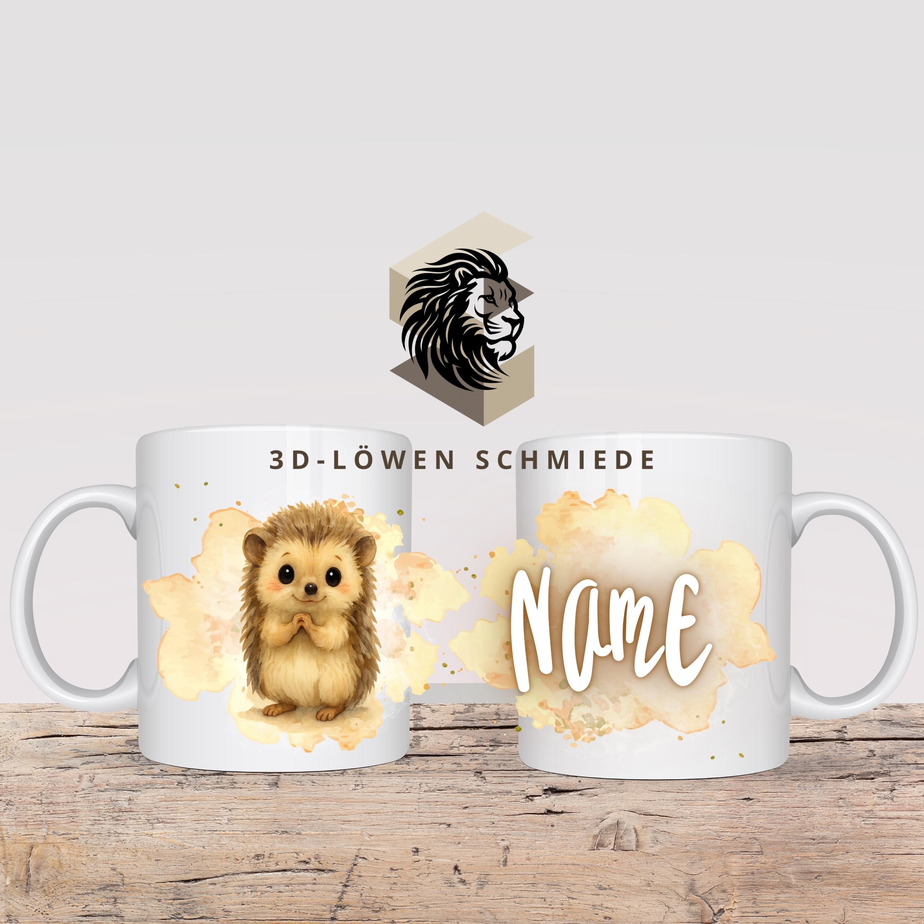 Personalisierte Tasse „Igel“ mit Name Geschenkidee für Geburtstag, Weihnachten, Kollegen und Familie