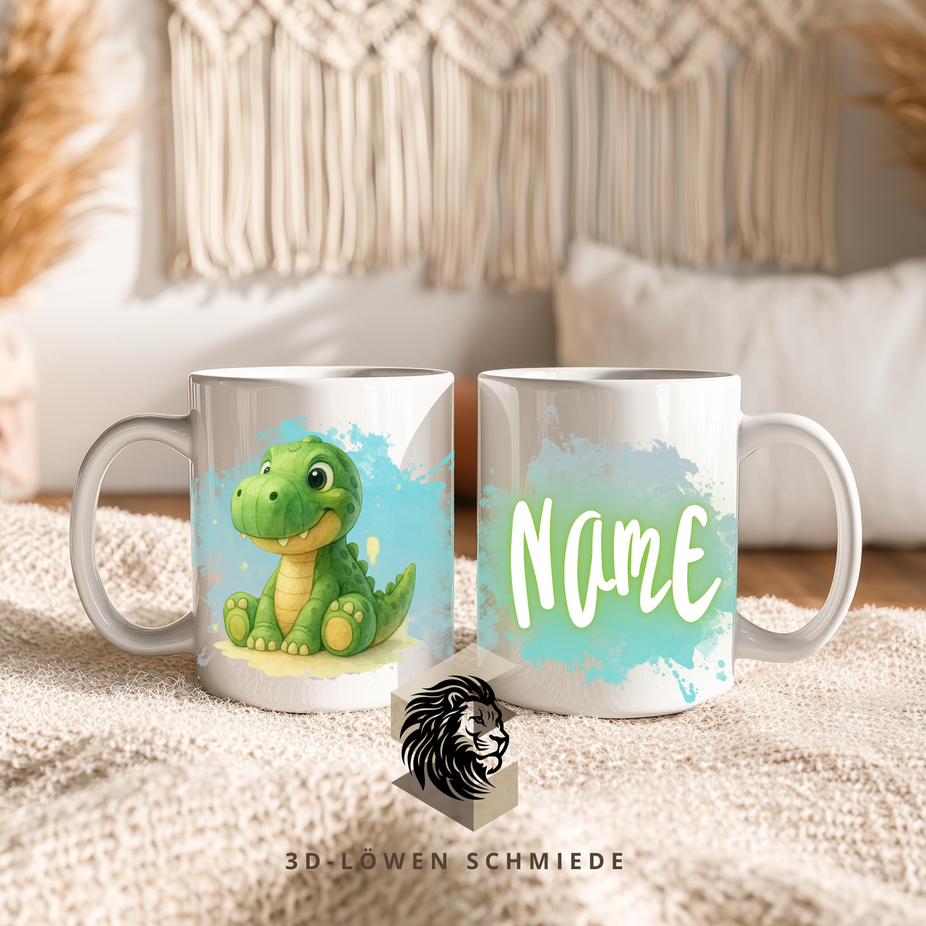 Personalisierte Tasse mit Namen Dino | Kaffeetasse Sublimation | Geschenkidee für Jungs & mädchen | Custom Mug Coffee Cup