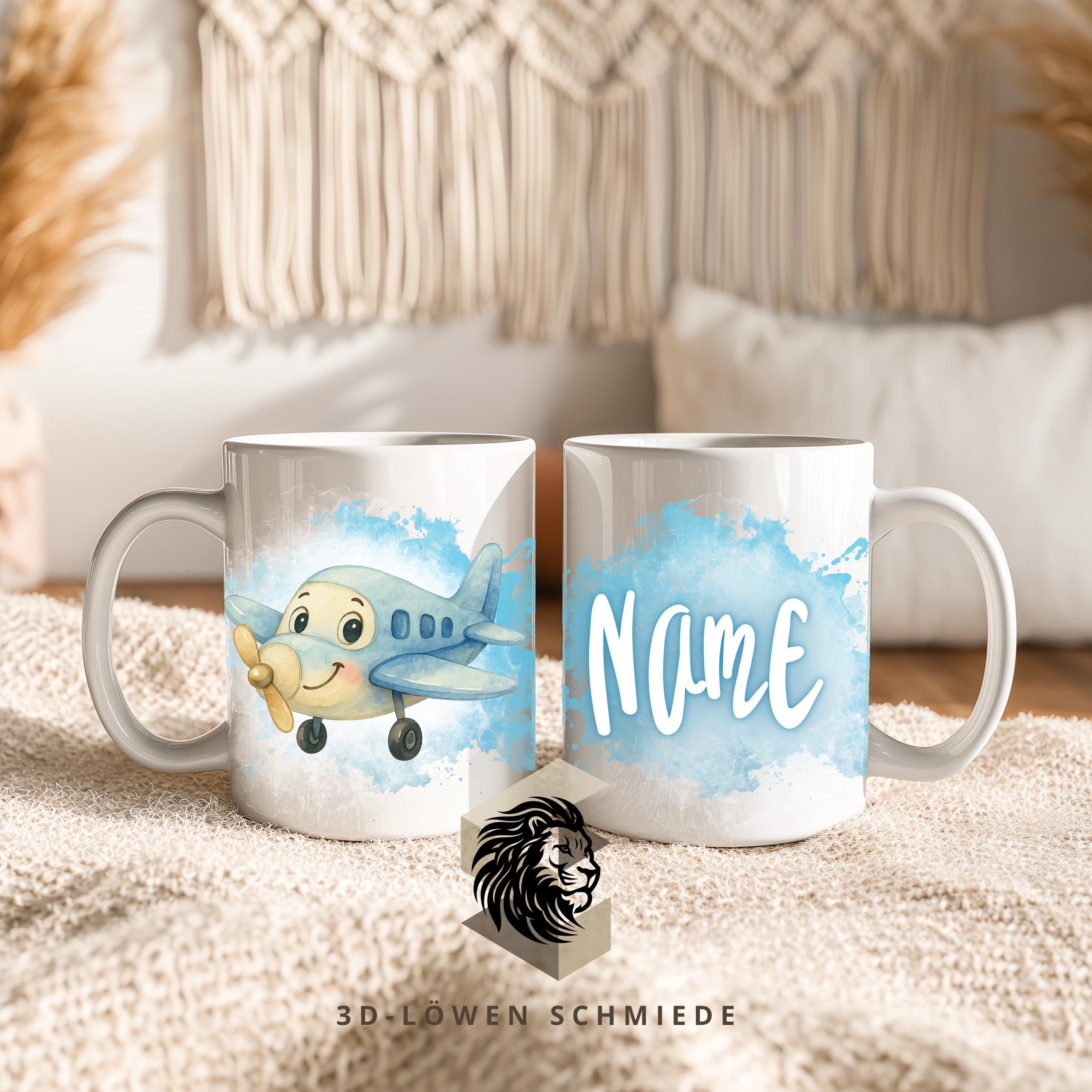 Personalisierte Tasse „Flugzeug“ mit Name Geschenkidee für Geburtstag, Weihnachten, Kollegen und Familie