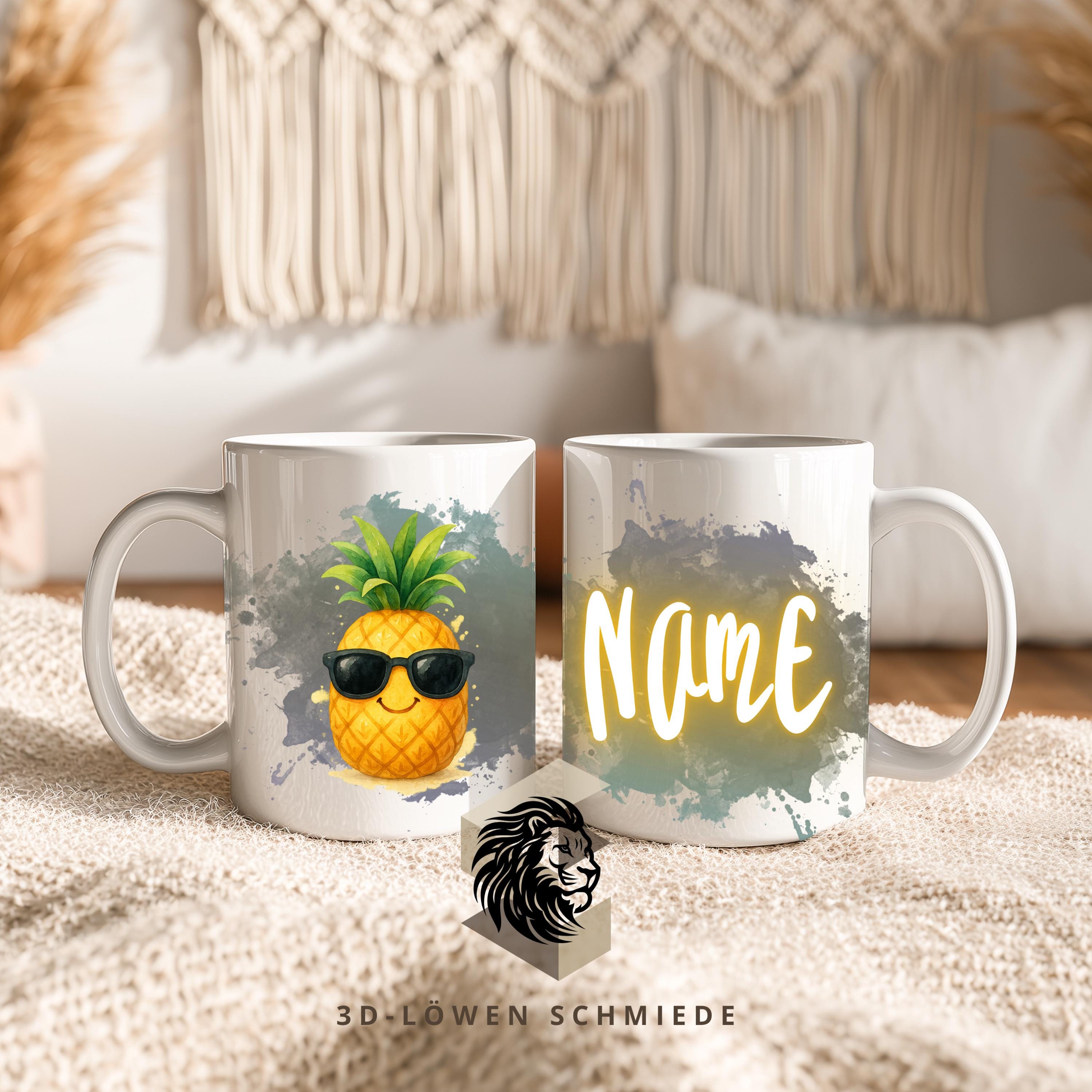 Personalisierte Tasse "Ananas" mit Name  Geschenkidee für Geburtstag, Weihnachten, Kollegen und Familie