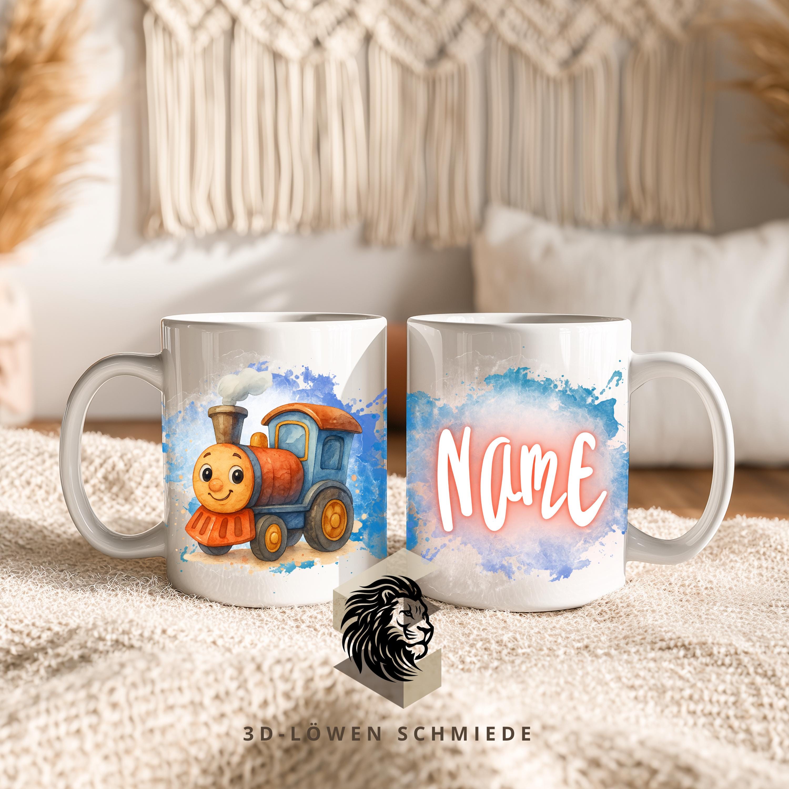 Personalisierte Tasse „Lokomotive“ mit Name  Geschenkidee für Geburtstag, Weihnachten, Kollegen und Familie