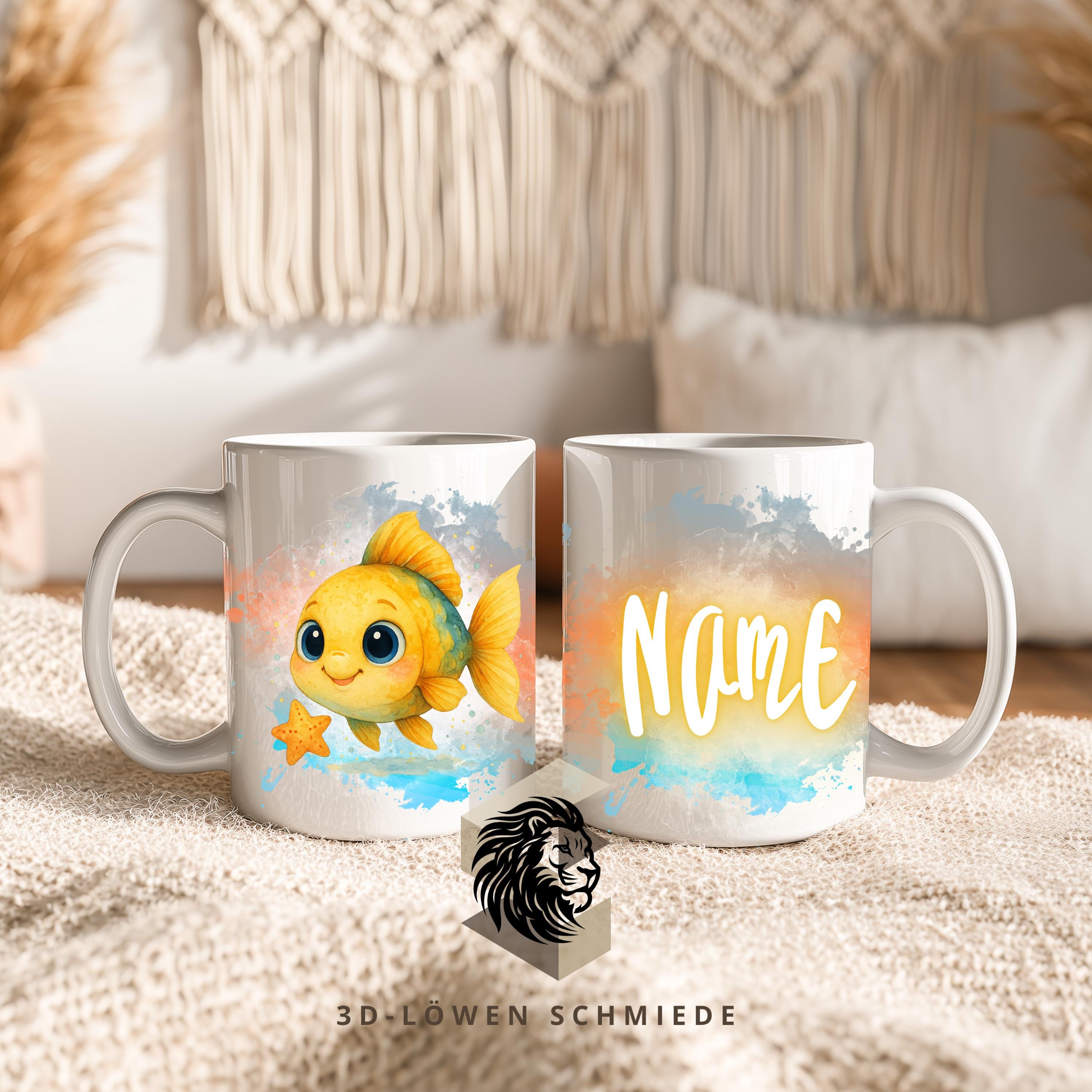 Personalisierte Tasse „Goldfisch“ mit Name  Geschenkidee für Geburtstag, Weihnachten, Kollegen und Familie