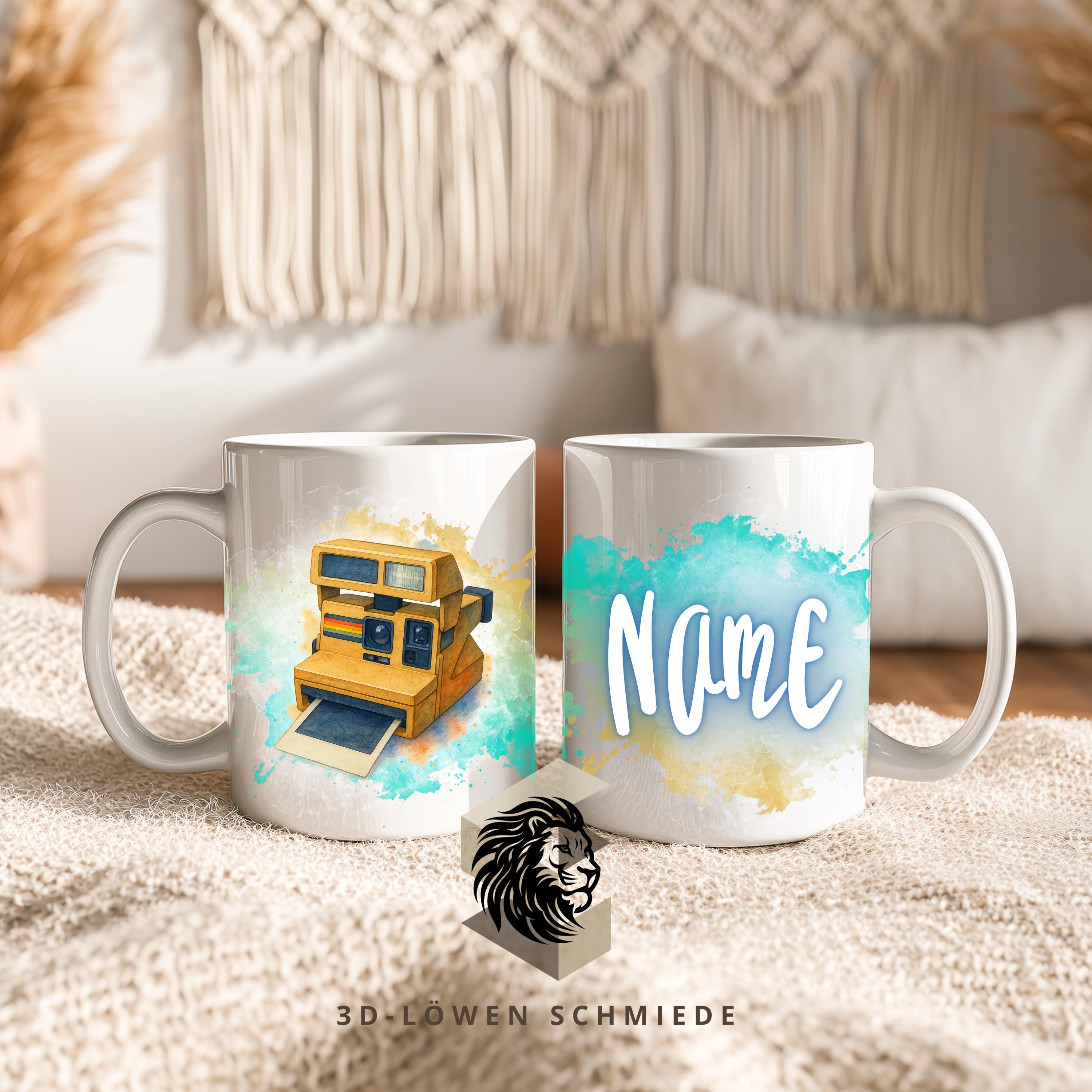 Tasse Personalisierte „Retro Kamara“ mit Name  Geschenkidee für Geburtstag, Weihnachten, Kollegen und Familie