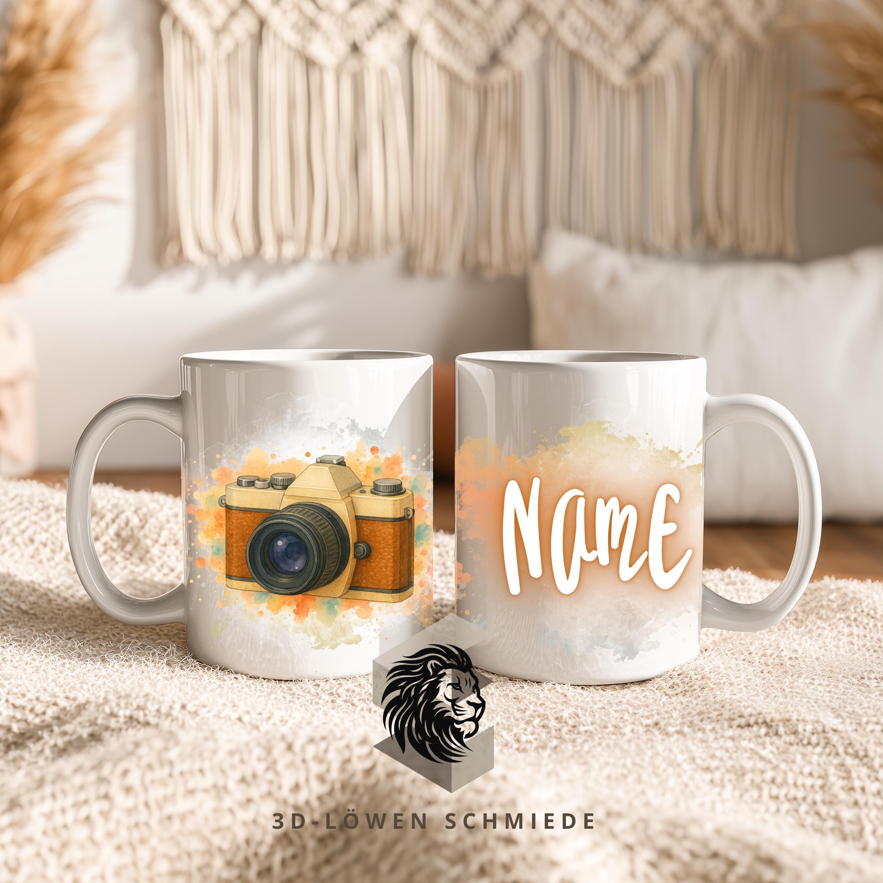 Tasse Personalisierte „Retro Kamara“ mit Name  Geschenkidee für Geburtstag, Weihnachten, Kollegen und Familie
