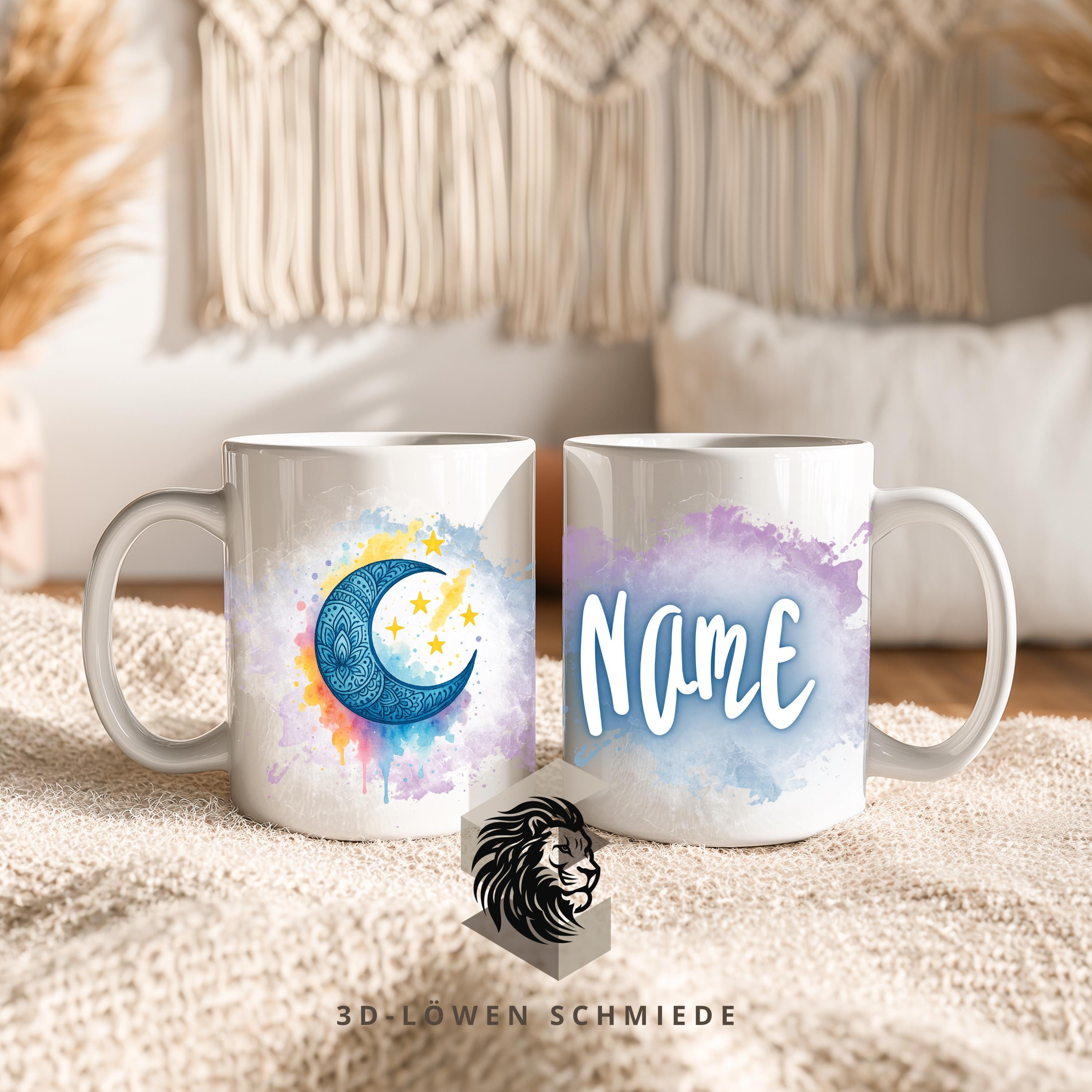 Tasse Personalisierte Spirituell Mond und Sterne mit Name  Geschenkidee für Geburtstag, Weihnachten, Kollegen und Familie