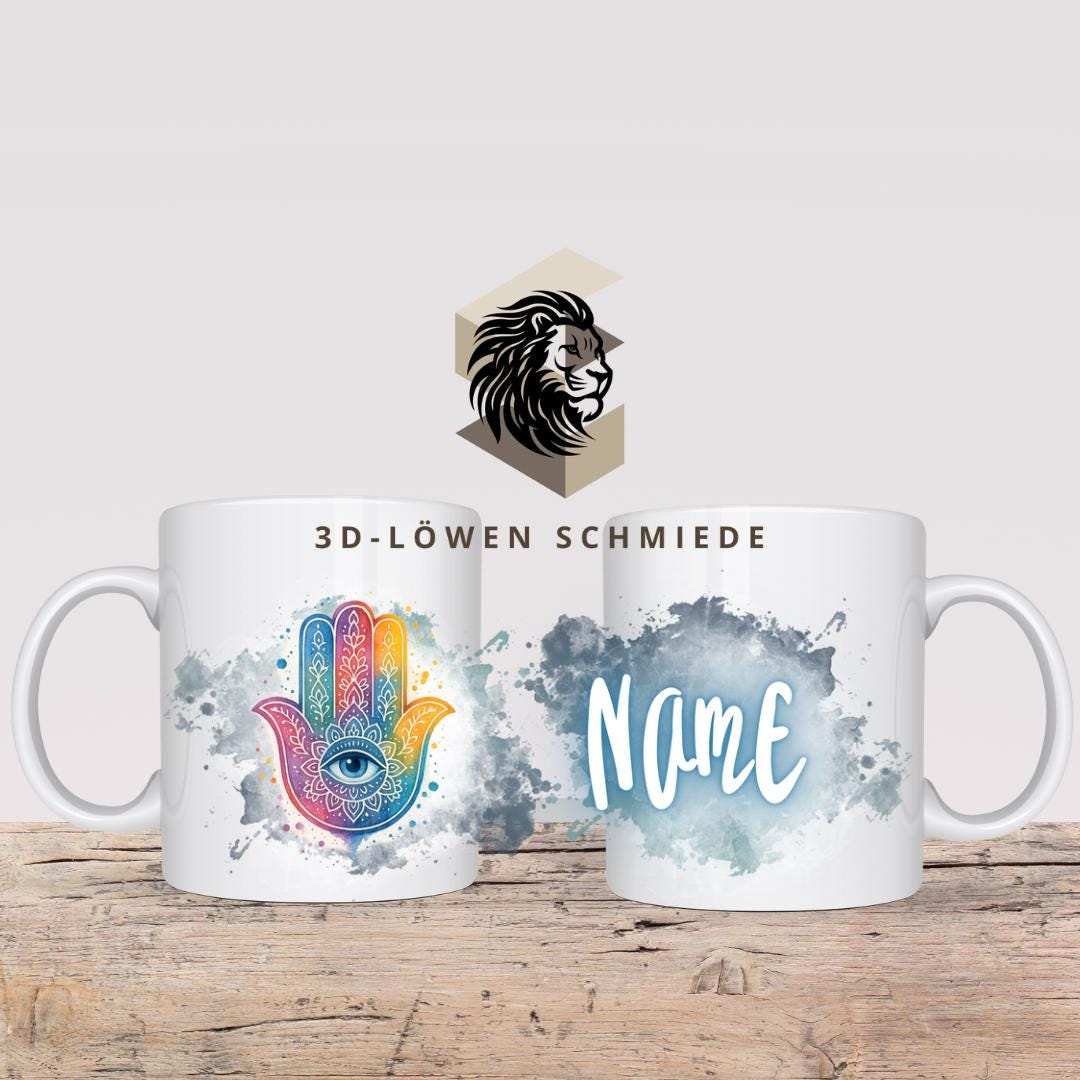 Tasse Personalisierte Spirituell Hand 3 Auge und Sterne mit Name  Geschenkidee für Geburtstag, Weihnachten, Kollegen und Familie