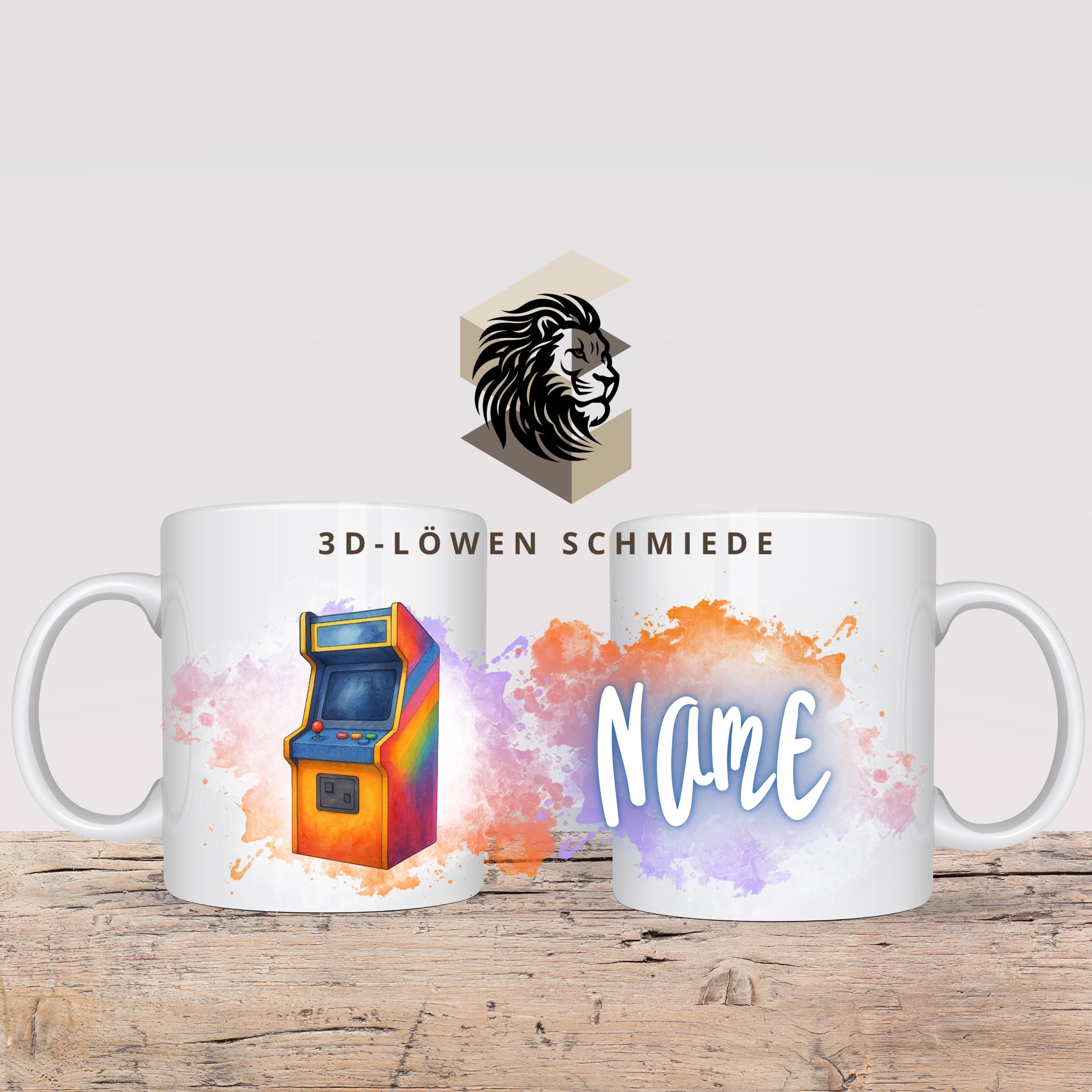 Tasse Personalisierte Retro Arcade Automat Maschine mit Name  Geschenkidee für Geburtstag, Weihnachten, Kollegen und Familie