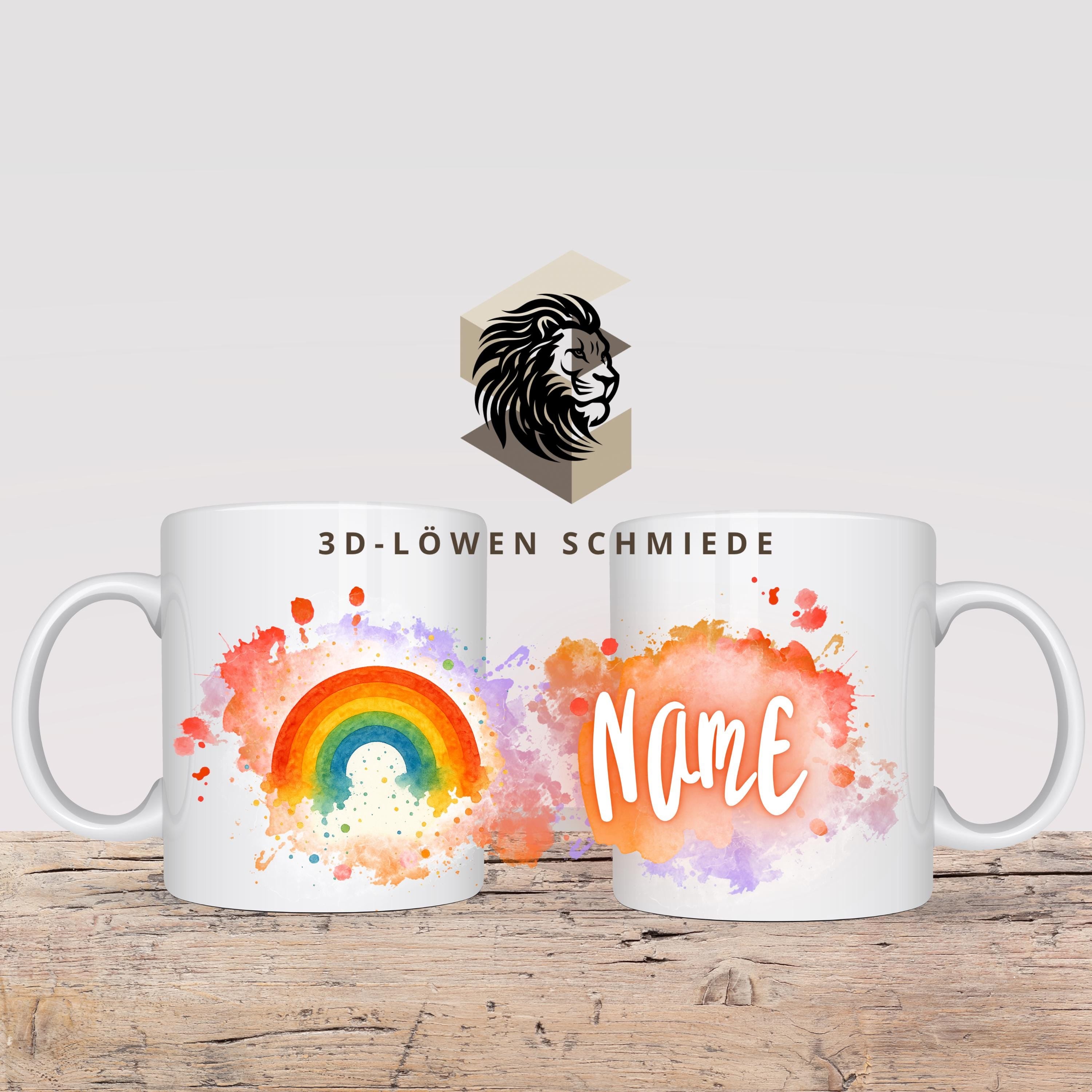 Tasse Personalisierte Regenbogen mit Name  Geschenkidee für Geburtstag, Weihnachten, Kollegen und Familie
