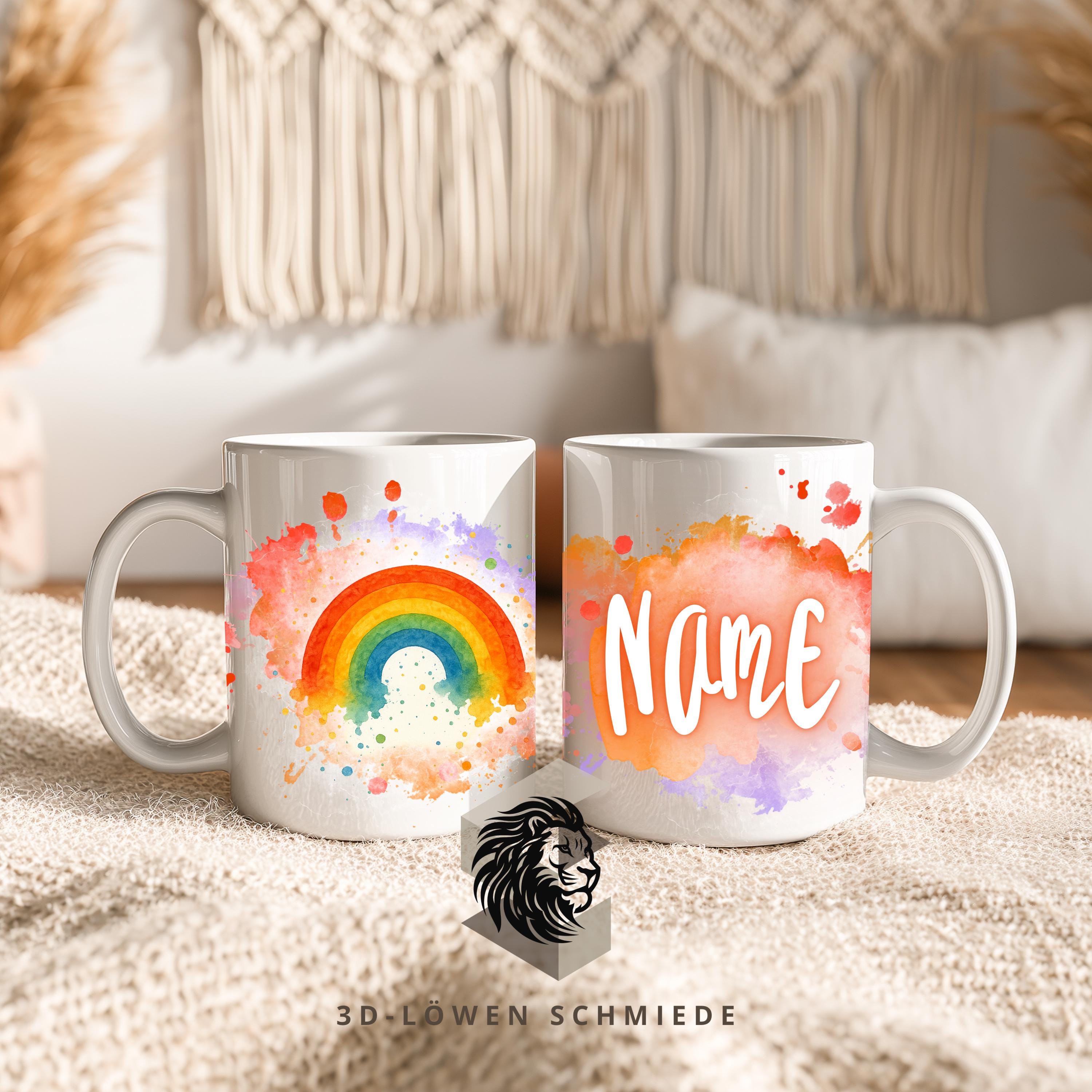 Tasse Personalisierte Regenbogen mit Name  Geschenkidee für Geburtstag, Weihnachten, Kollegen und Familie