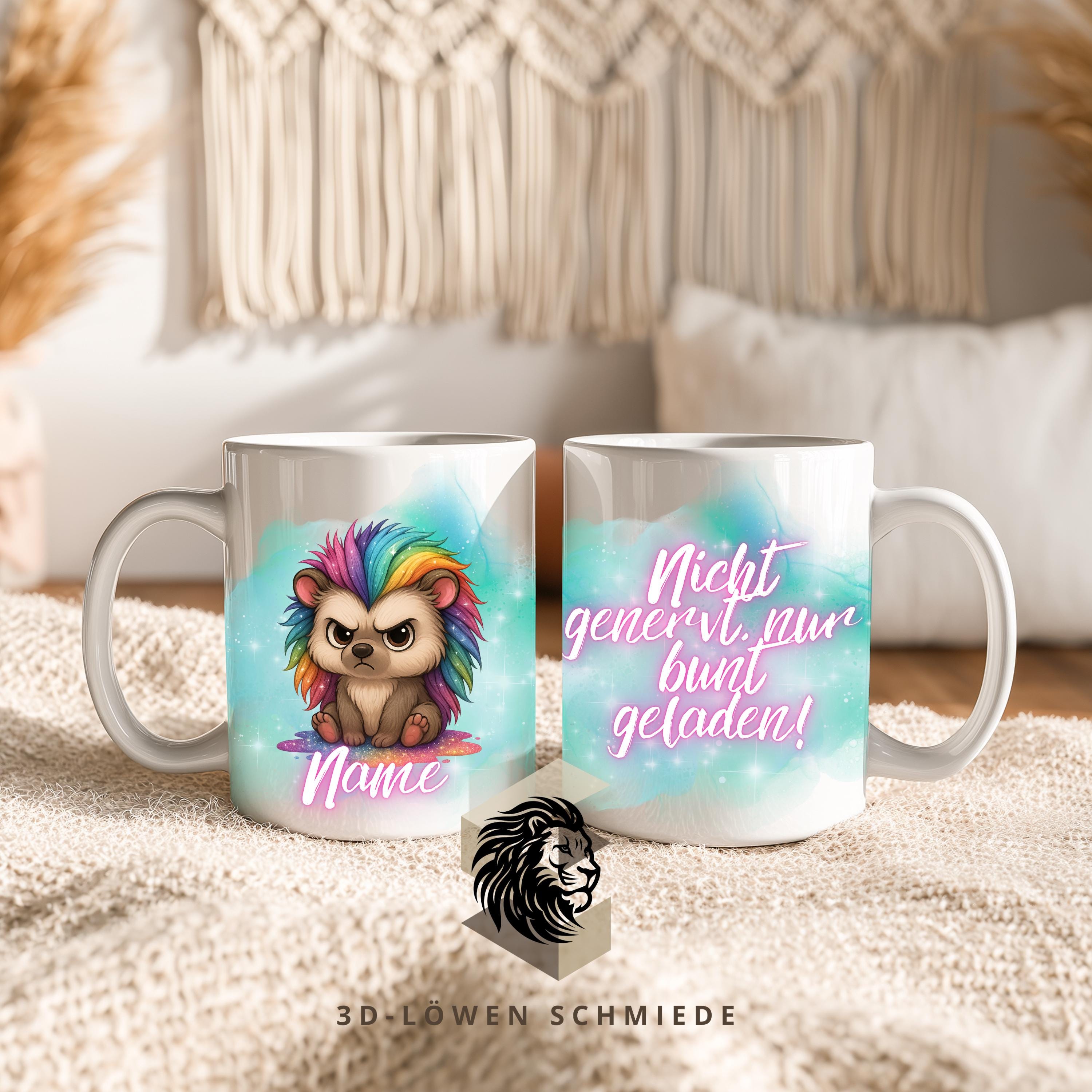 Lustige Tier Tasse mit Spruch bunte Regenbogen Tiere, Glitzer & Grumpy Designs ein witziges Geschenk für Tierliebhaber und Kaffee-Fans