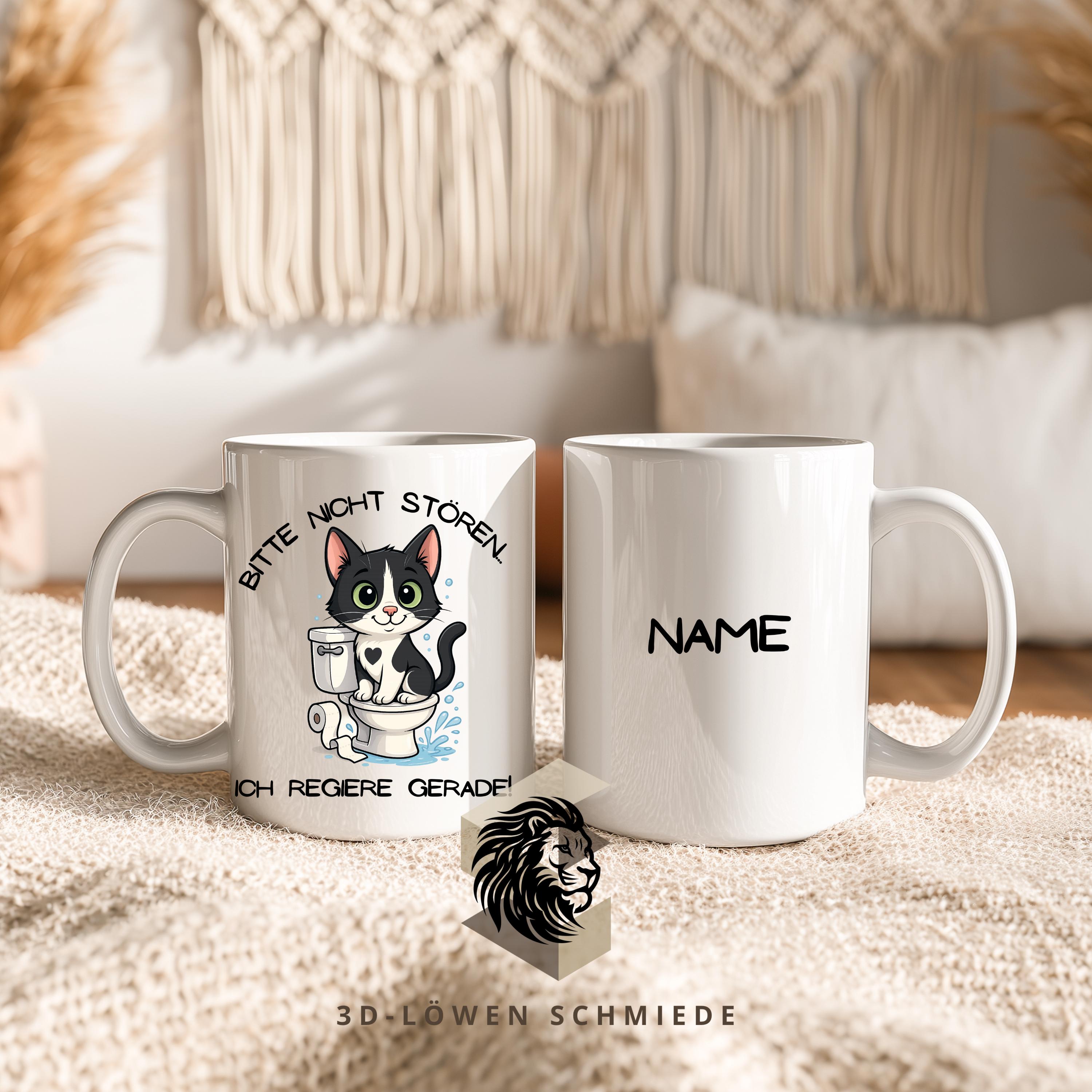 Lustige Katze Tasse – Spruchtasse „Bitte nicht stören, ich regiere gerade“ – Kaffeetasse mit Name personalisiert – Geschenk Katzenfans