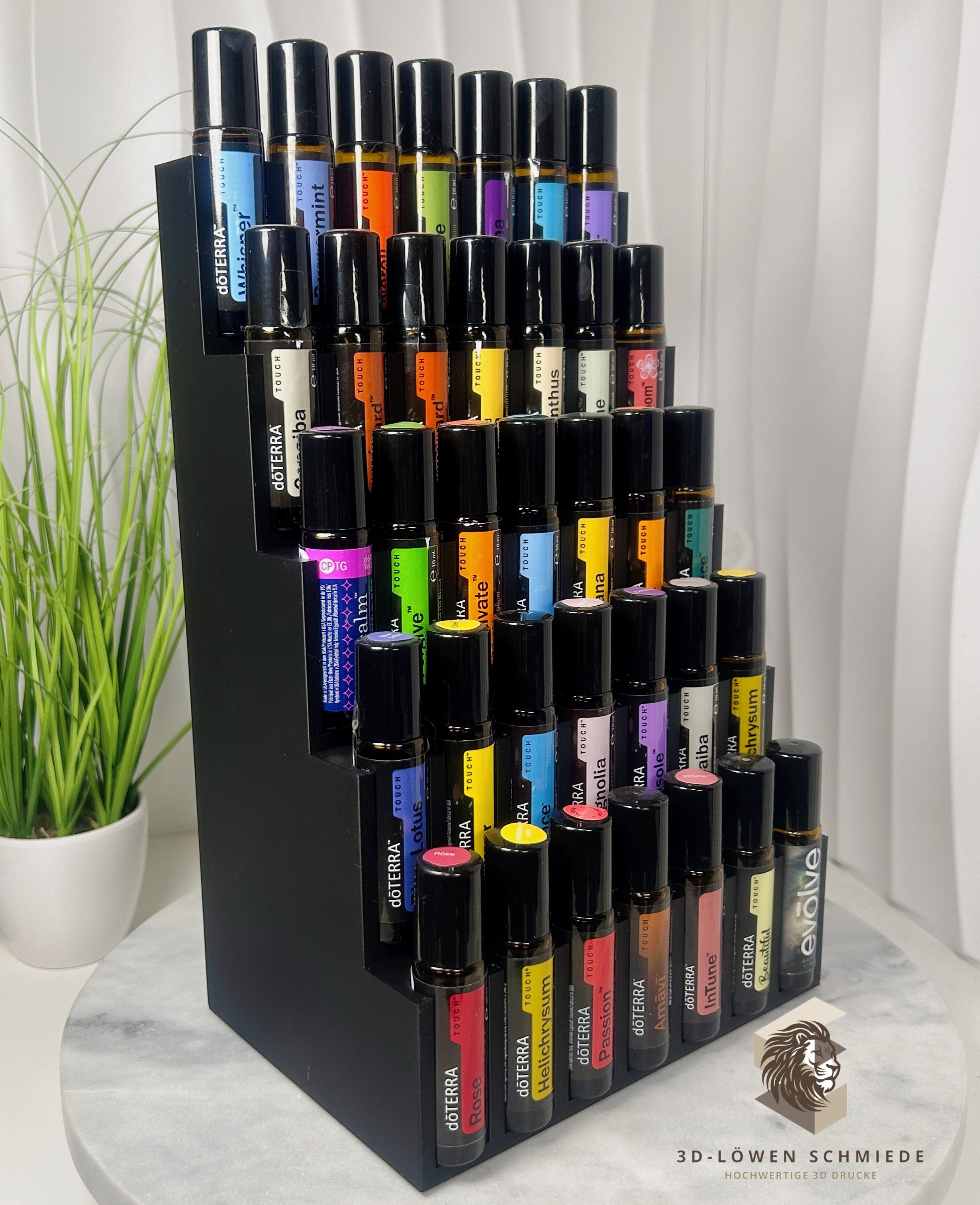 doTERRA Aufsteller bis zu 60x 10ml Ätherische Öle Roll-On‘s mit Sicht auf die Öle, 5 Reihen mit Platz für je 7 oder 12 Roll On‘s
