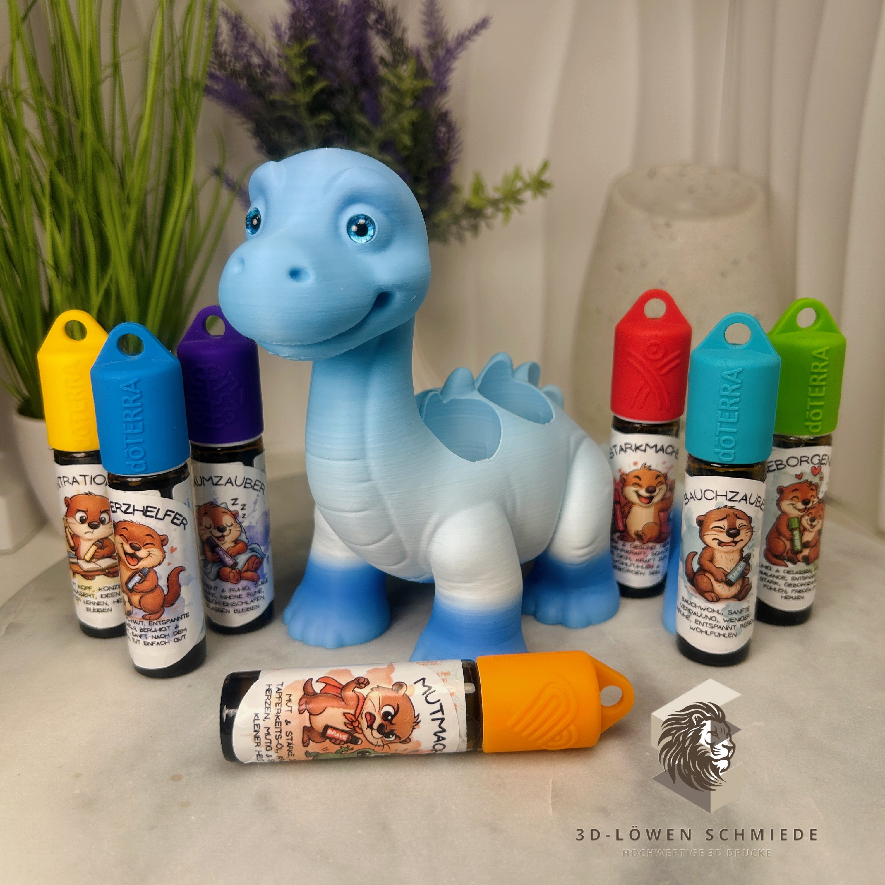 doTERRA Kids Collection Aufsteller für Ätherische Öle, Dino „Milo“ Platz für 7x 10ml Roll-Ons stilvolle Aufbewahrung, Praktisch, Einzigartig