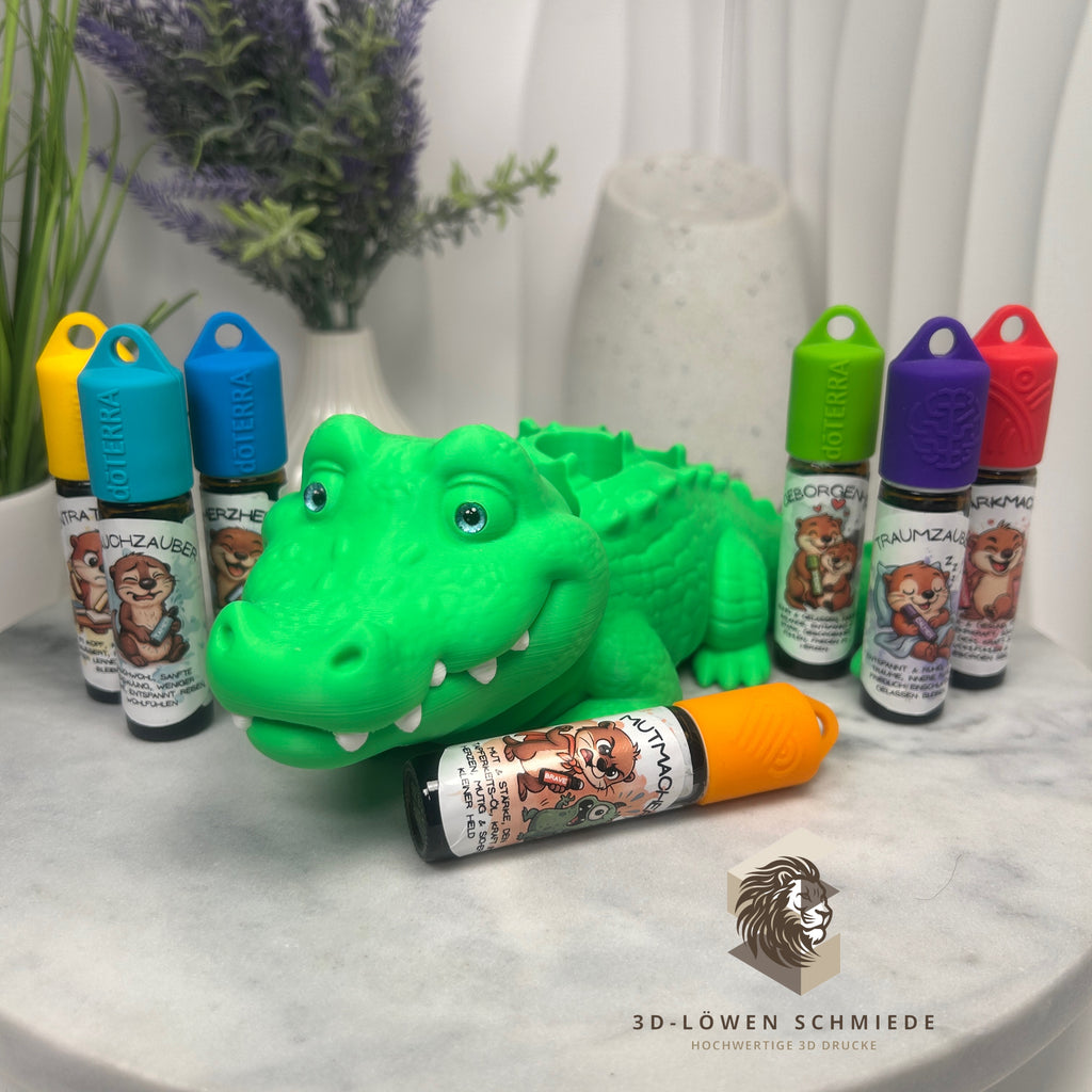 doTERRA Aufsteller für KidsCollection „Krokodil“ für Ätherische Öle Platz für 7x 10ml Roll On | Deko | Geschenk | Aufbewahrung