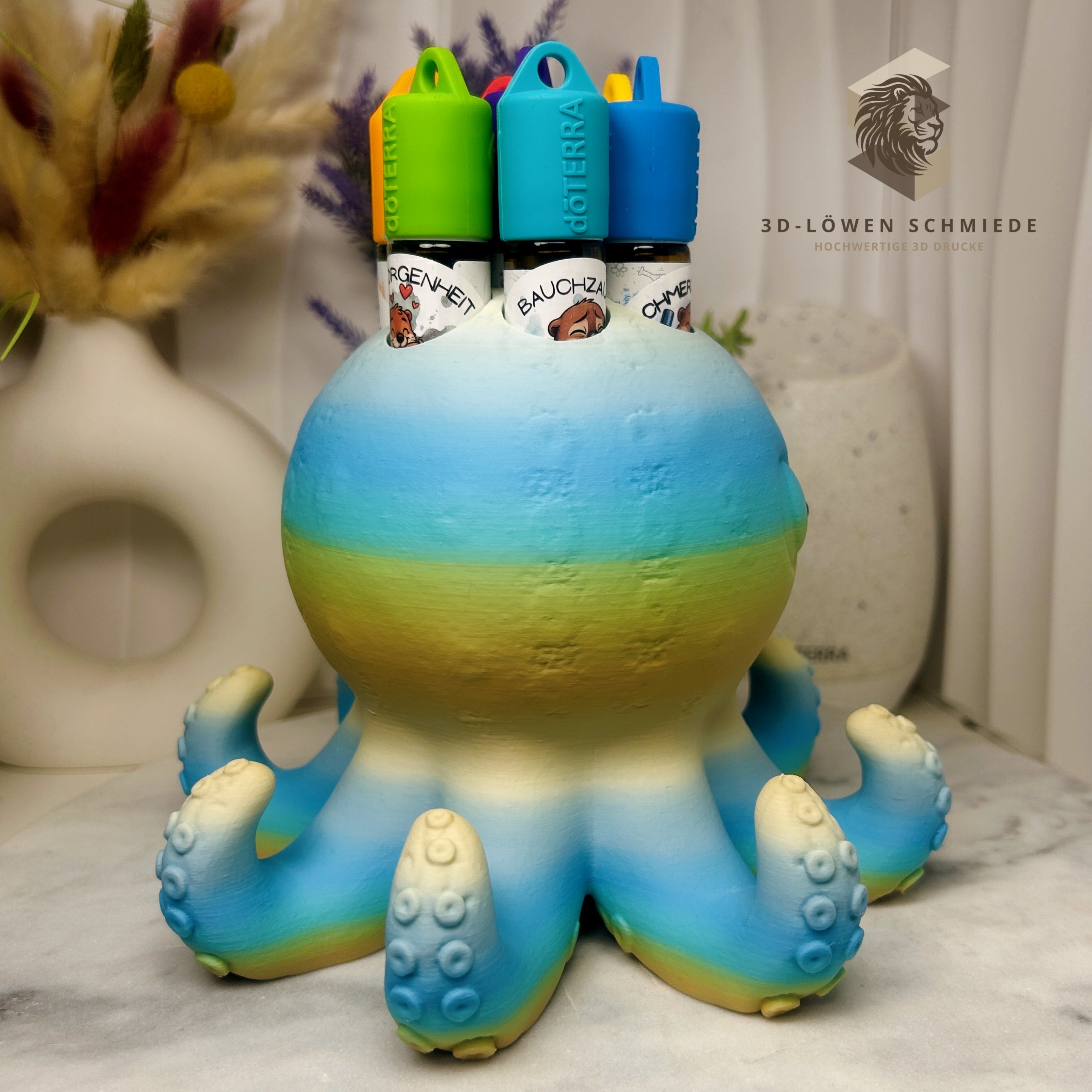 Aufsteller KidsCollection, Klecksi der kleine Oktopus Halter für Ätherische Öle Platz für 7x 10ml Roll On - Deko - Geschenk - Aufbewahrung