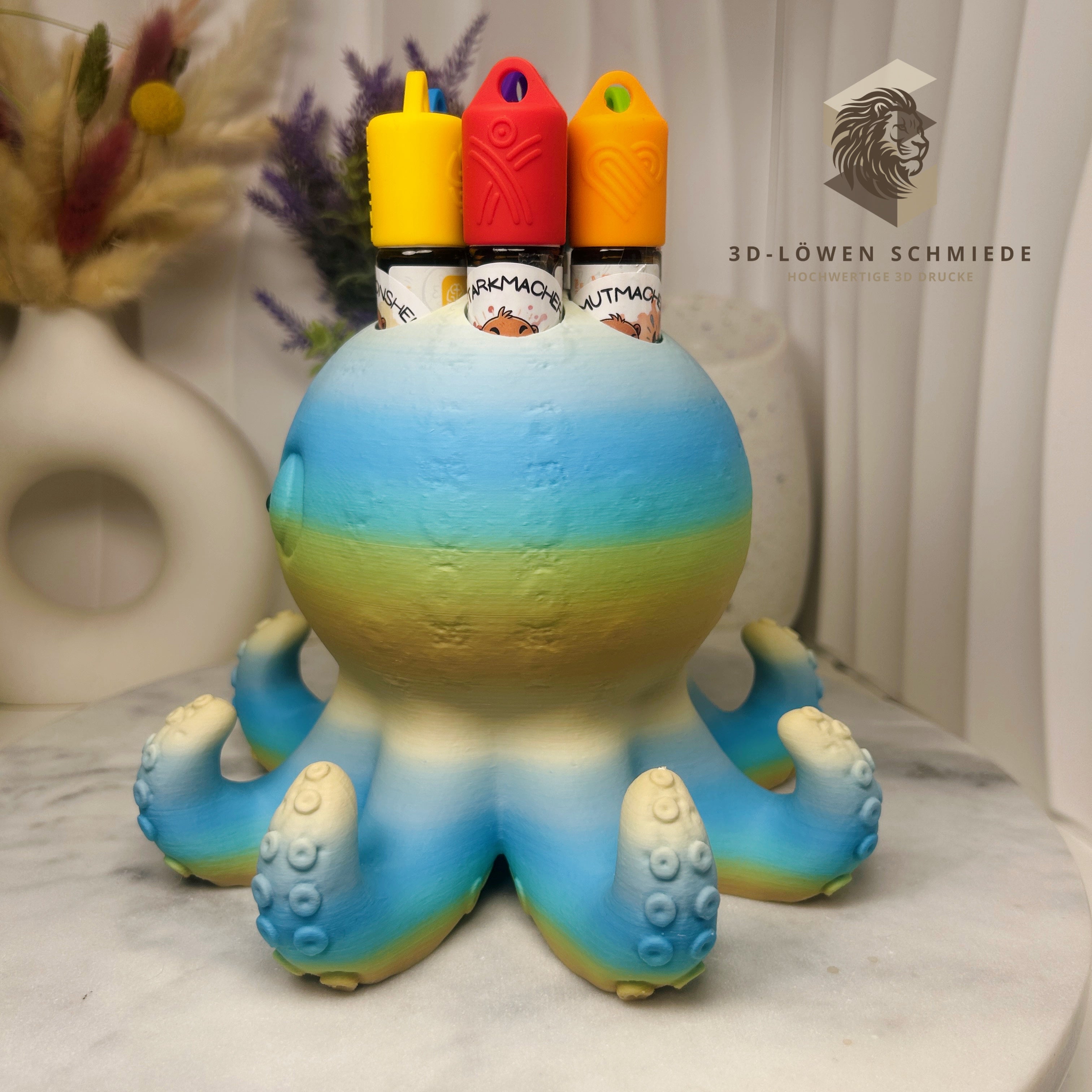 Aufsteller KidsCollection, Klecksi der kleine Oktopus Halter für Ätherische Öle Platz für 7x 10ml Roll On - Deko - Geschenk - Aufbewahrung