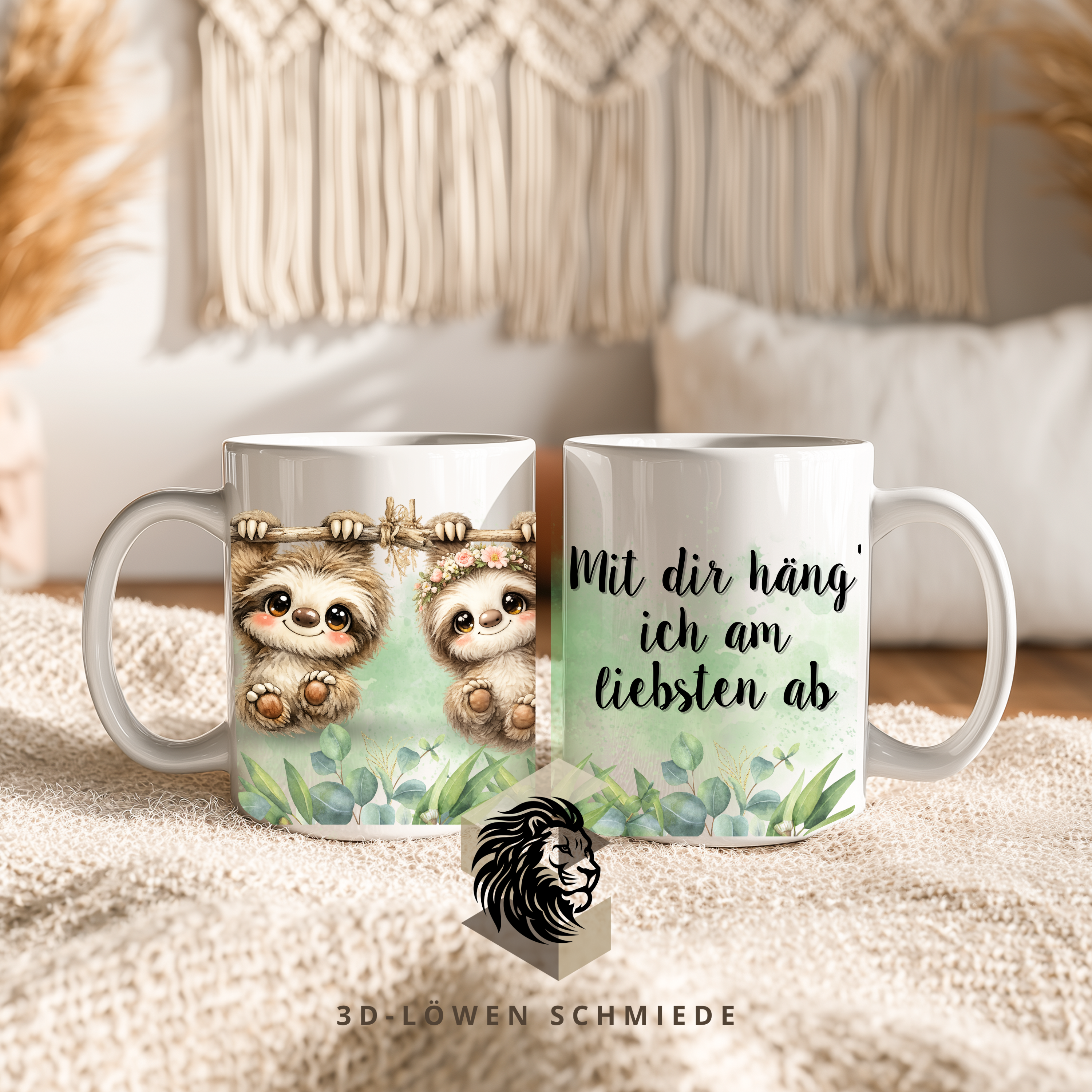 Personalisierte Faueltier Tasse mit Wunschname oder Spruch