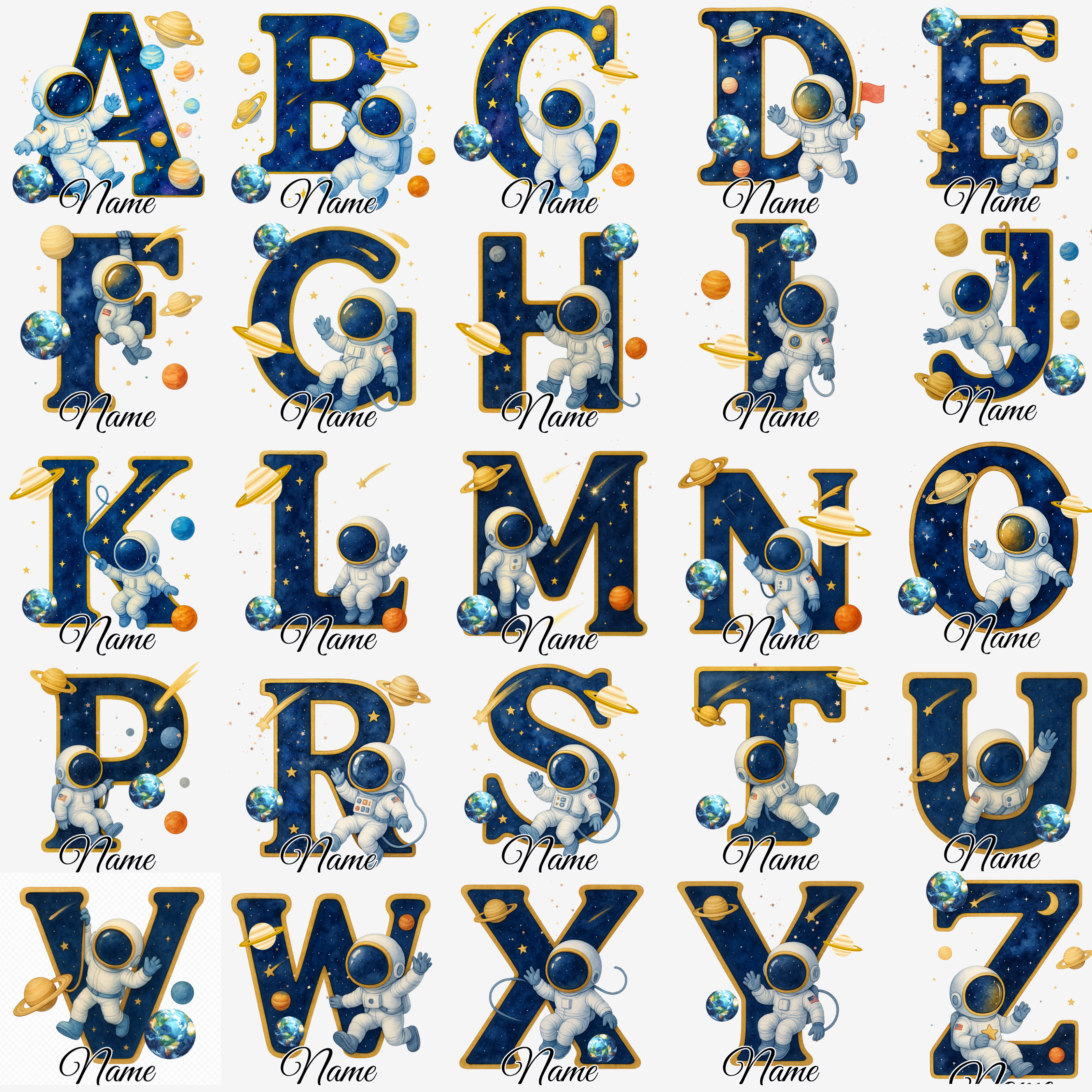 Astronauten Tasse A–Z personalisiert mit Wunschname, perfekte Geschenkidee für Kinder & Erwachsene, Buchstaben Motiv für Kaffee & Tee