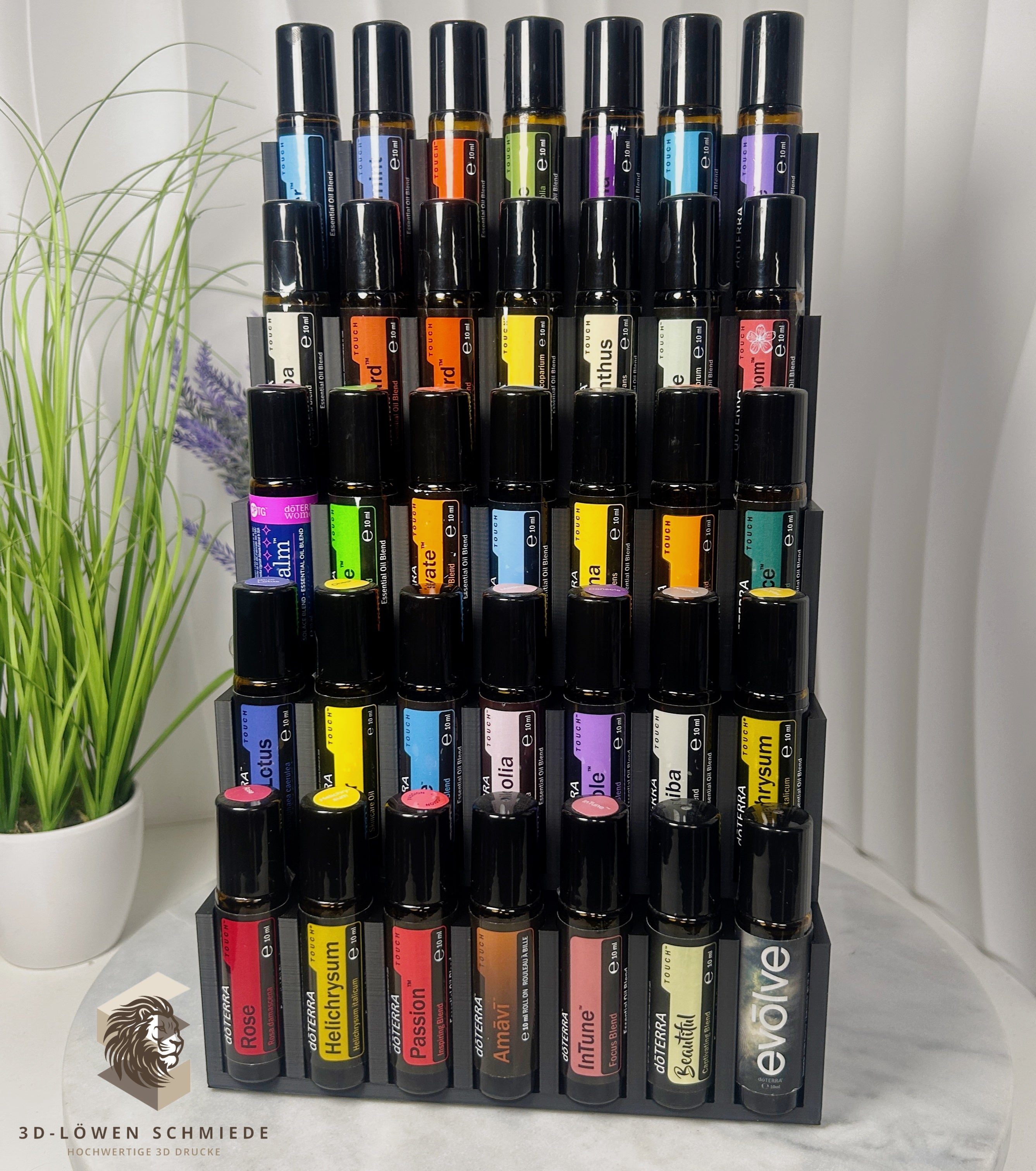doTERRA Aufsteller bis zu 60x 10ml Ätherische Öle Roll-On‘s mit Sicht auf die Öle, 5 Reihen mit Platz für je 7 oder 12 Roll On‘s