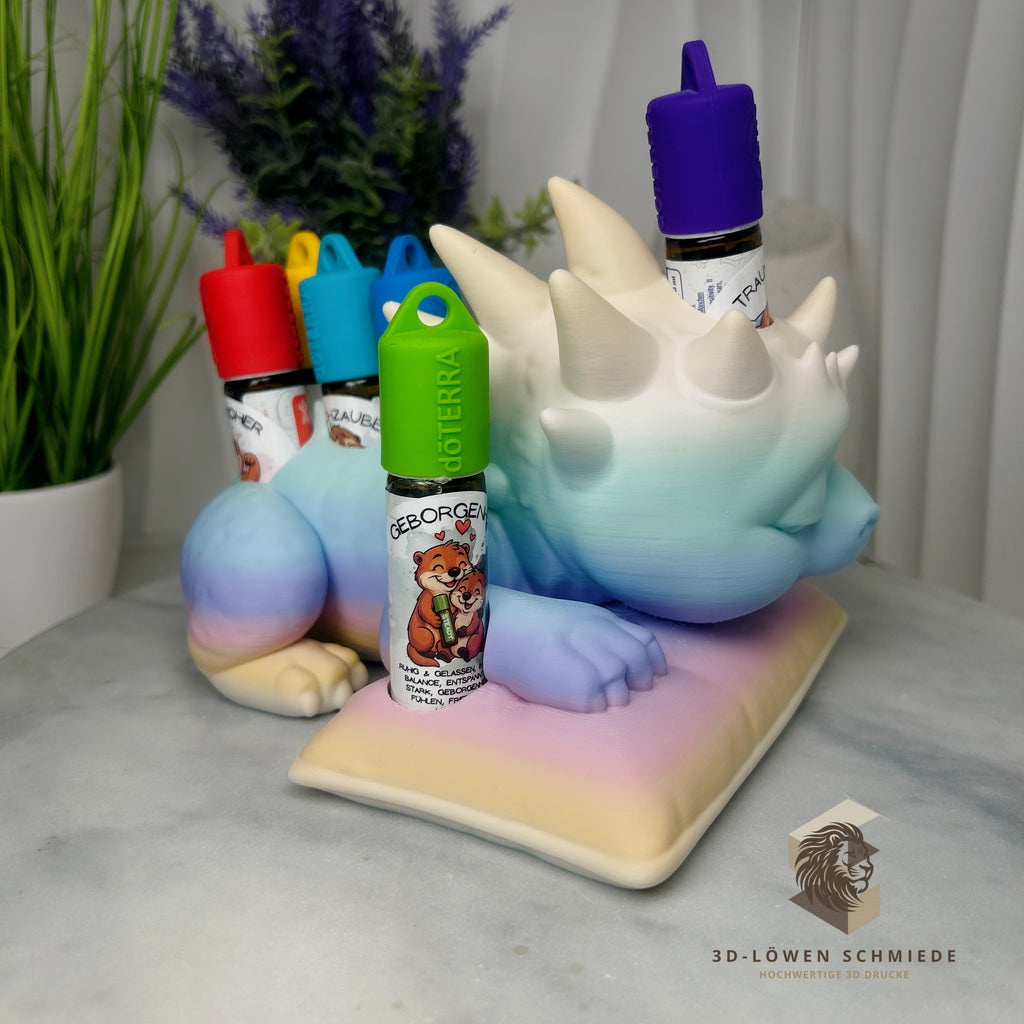 doTERRA Kids Collection Aufsteller für Ätherische Öle, Dino „Schlummer Drache“ Platz für 7x 10ml Roll-Ons stilvolle Aufbewahrung, Praktisch